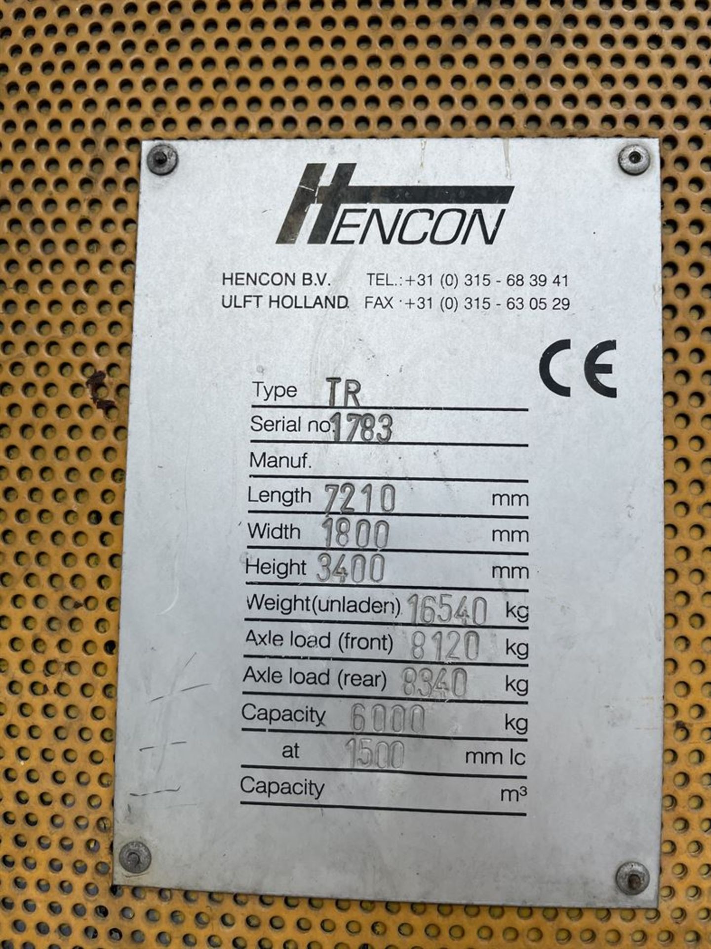 HENCON TR 13,000-Lb. Rough Terrain Diesel Lift Truck, s/n 1783 (Condition Unknown) - Image 4 of 4