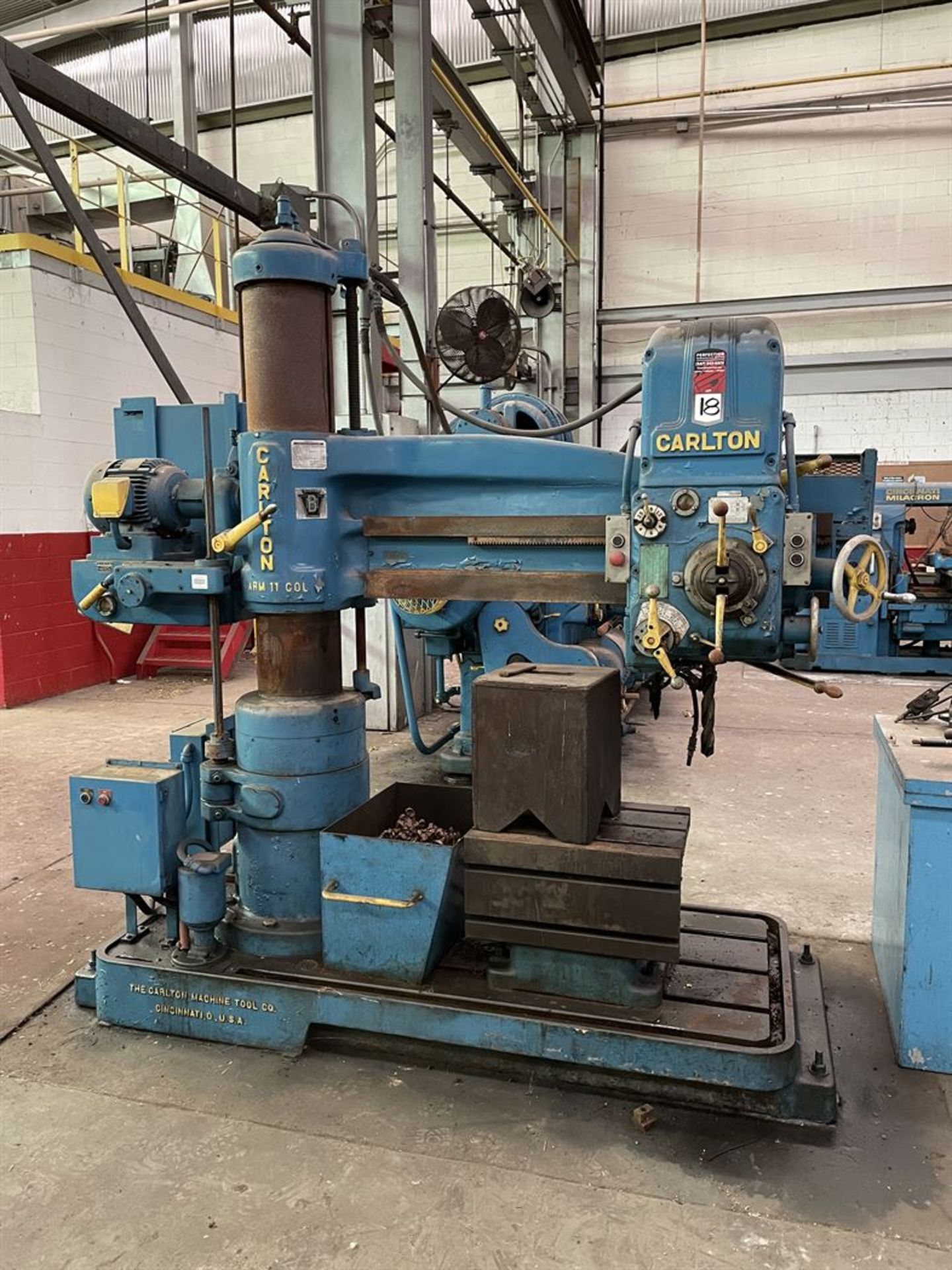 CARLTON ARM 11 Radial Arm Drill, s/n 1A-4268, 4' Arm, 11" Throat (Condition Unknown)