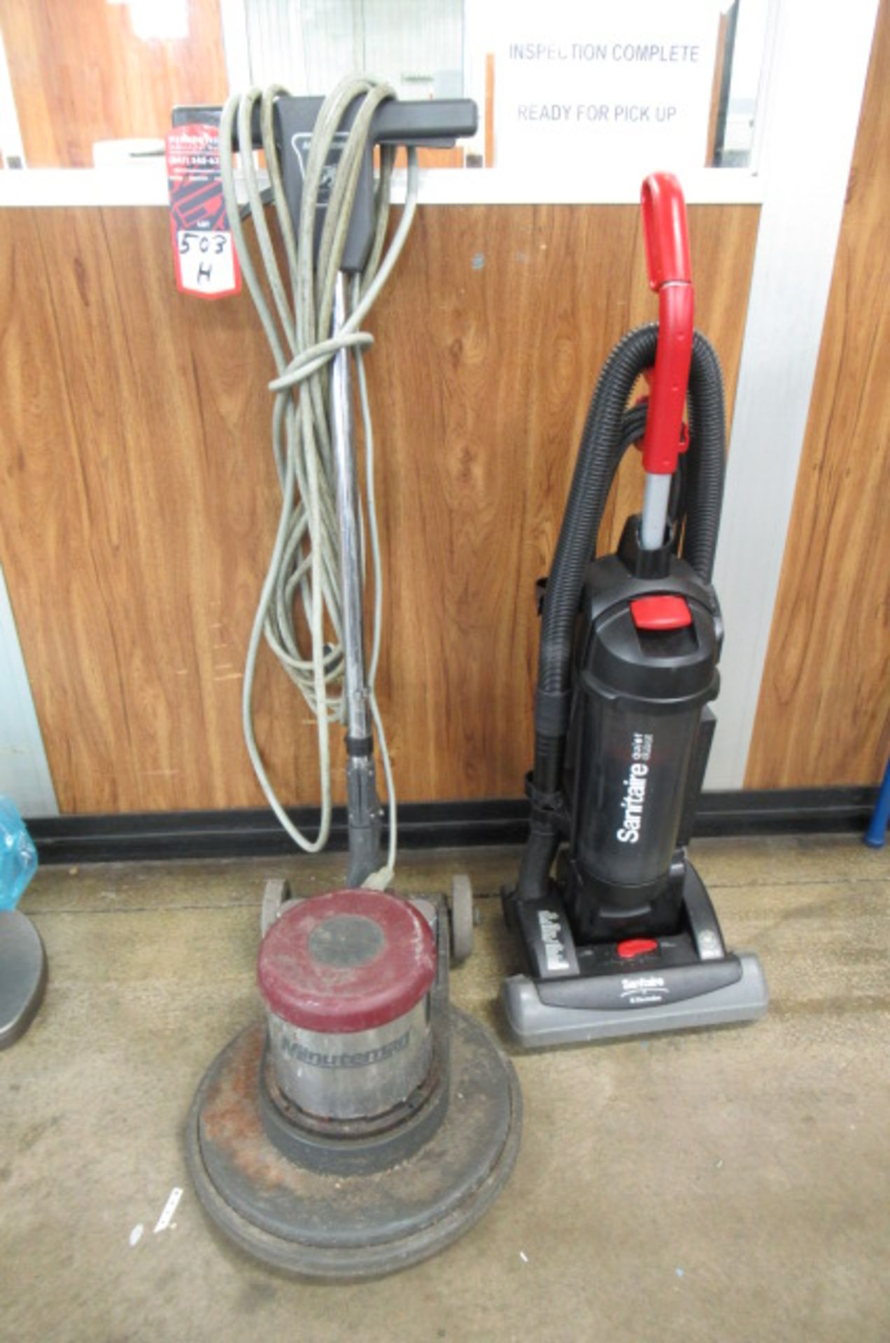 Lot Minuteman floor scrubber 16", Electrolux sanitaire quit clean vacuum.