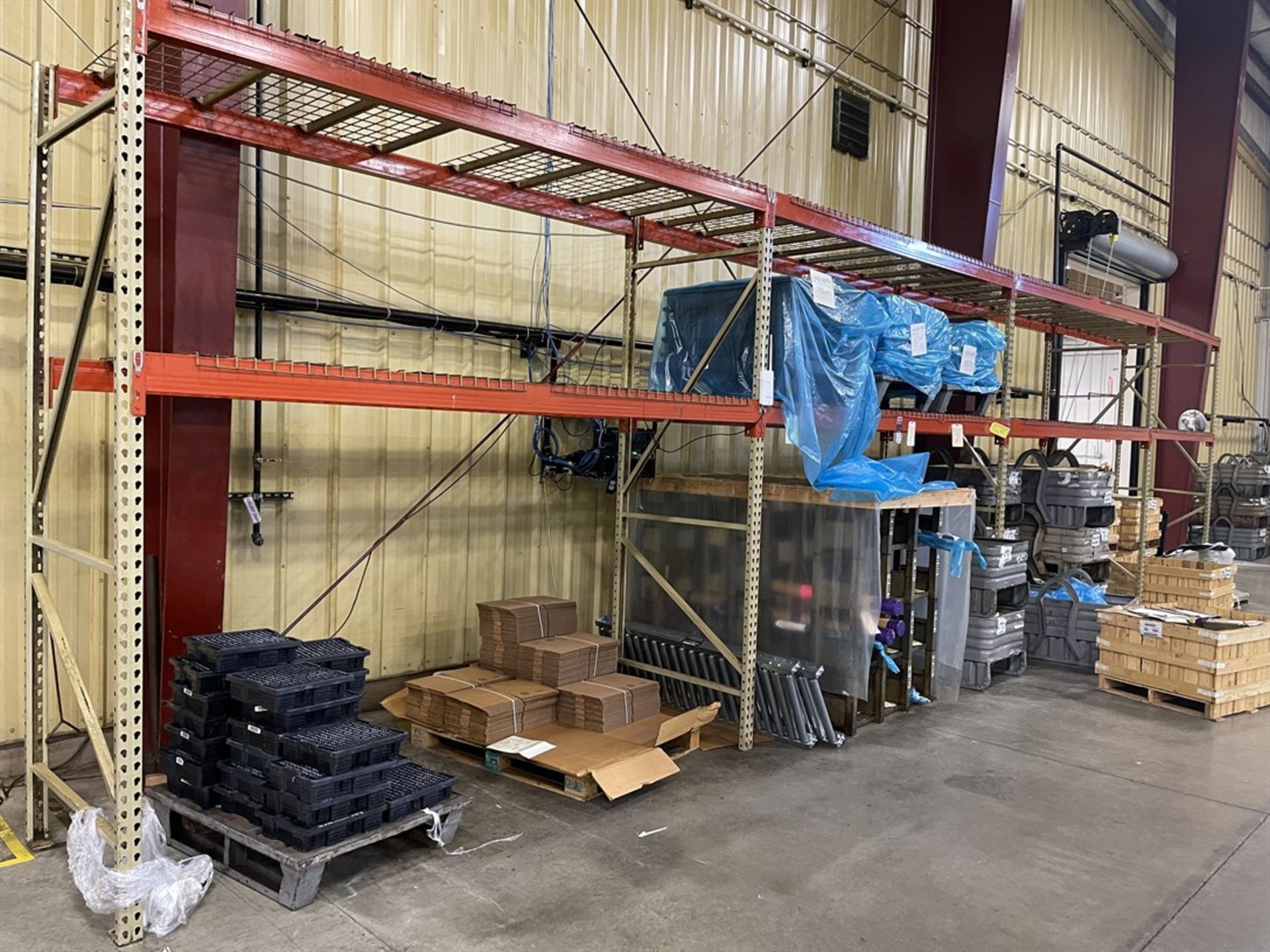 Lot of (4) Sections of Pallet Racking, 10'T x 10' Crossbeams x 42" Deep, (1) Section 8' Crossbeams