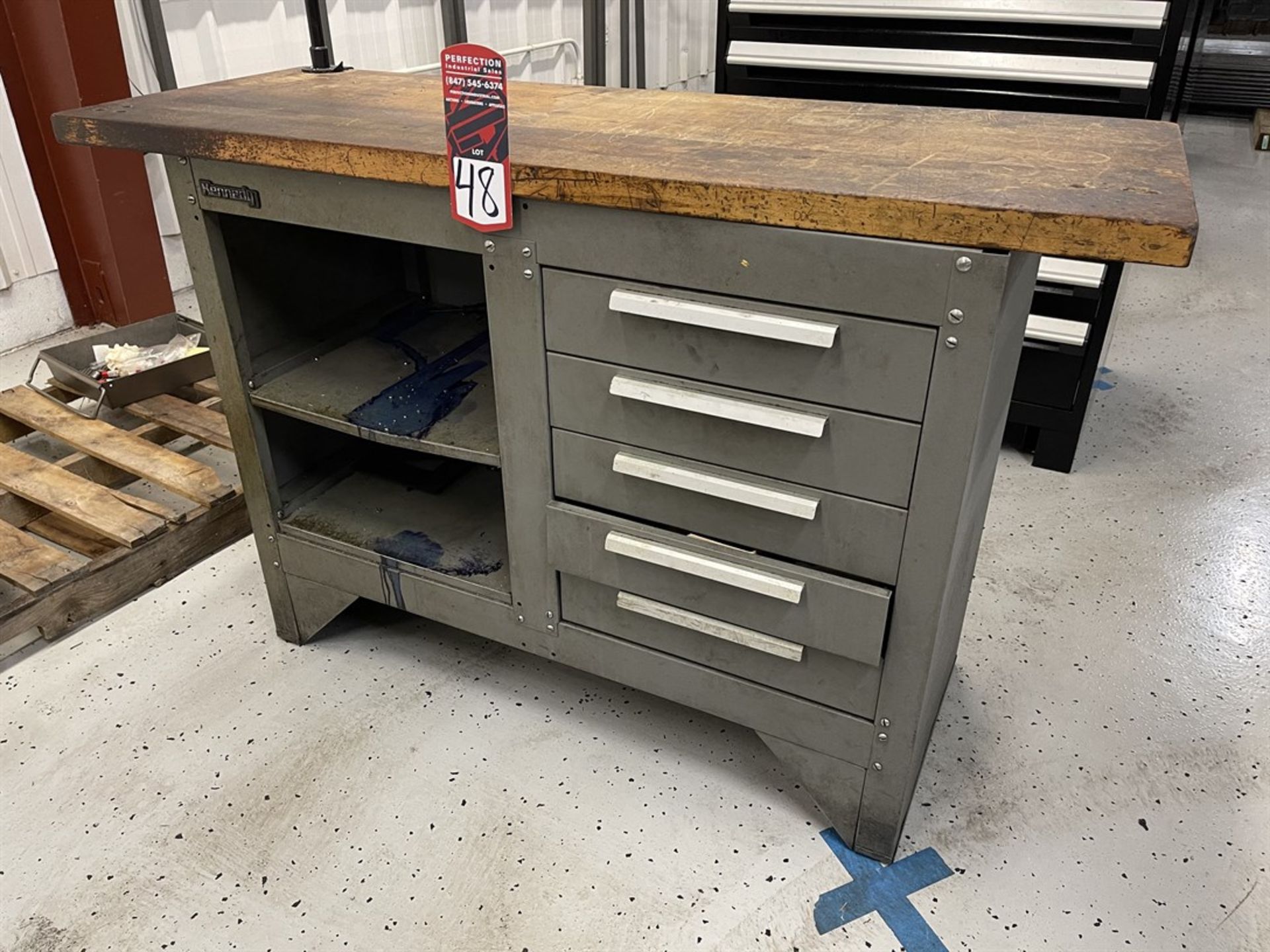 KENNEDY Wood Top Work Bench, 20" x 54" x 1.5" Thick Top
