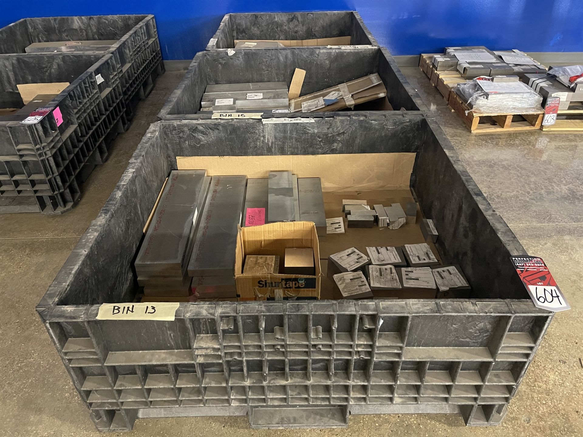 Lot Comprising (3) Collapsible Crates w/ Assorted 6AL-4V AMS4911 Titanium Block and 7050-T7451-