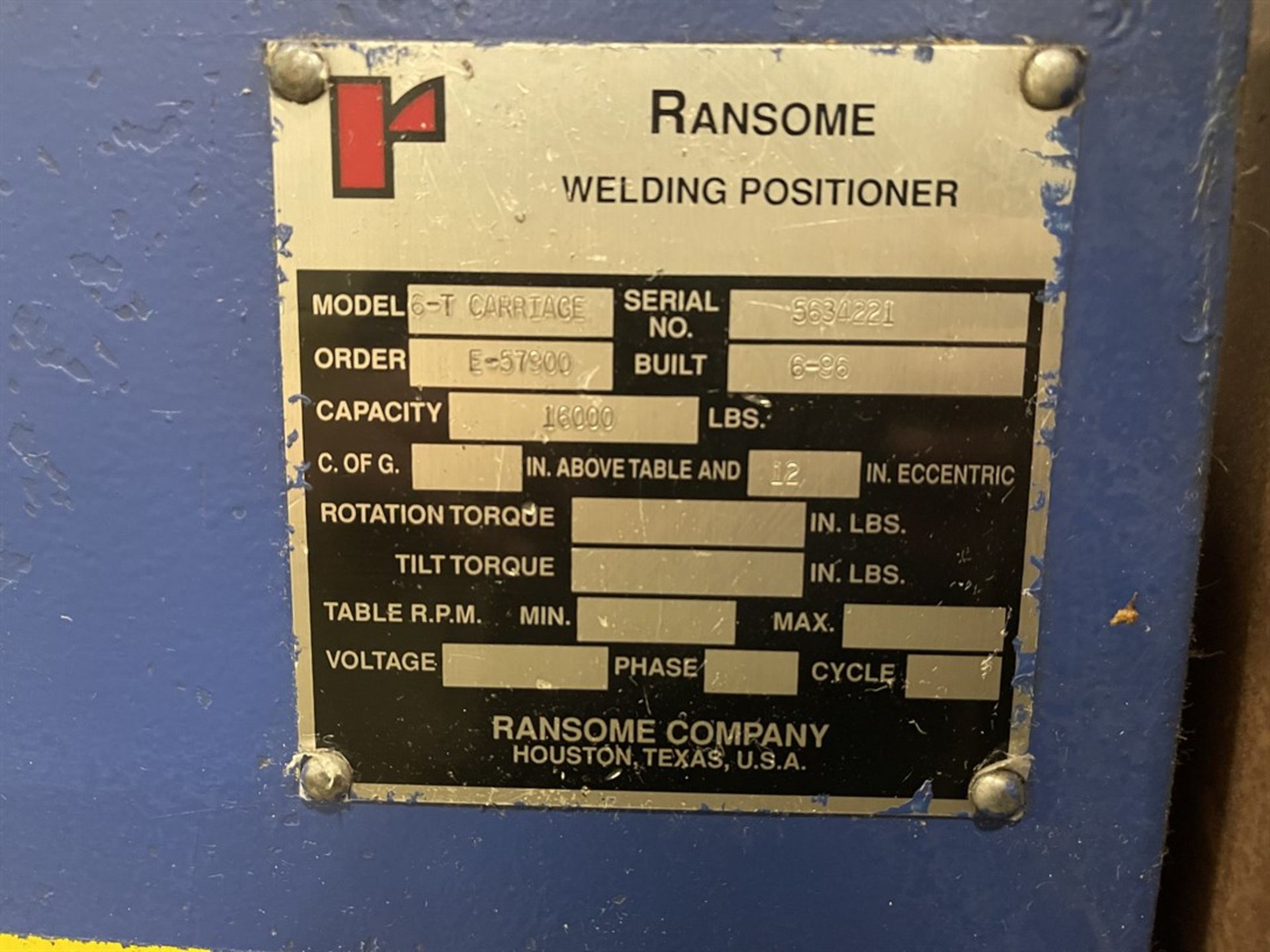 RANSOME 6-T/6-H 16,000 lb. Headstock/Tailstock Welding Positioner, s/n 5634221, 5534217, (7L) - Bild 4 aus 6