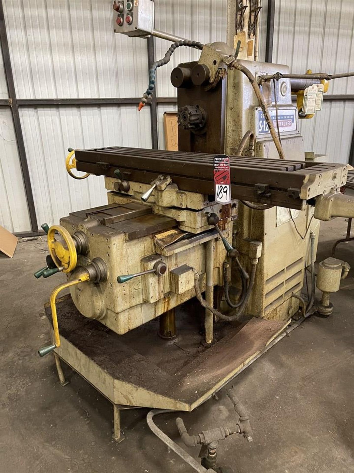 KEARNEY & TRECKER MILWAUKEE 205 S-12 Horizontal Mill, s/n NA, w/ 56.5”x 12” Table - Image 6 of 6