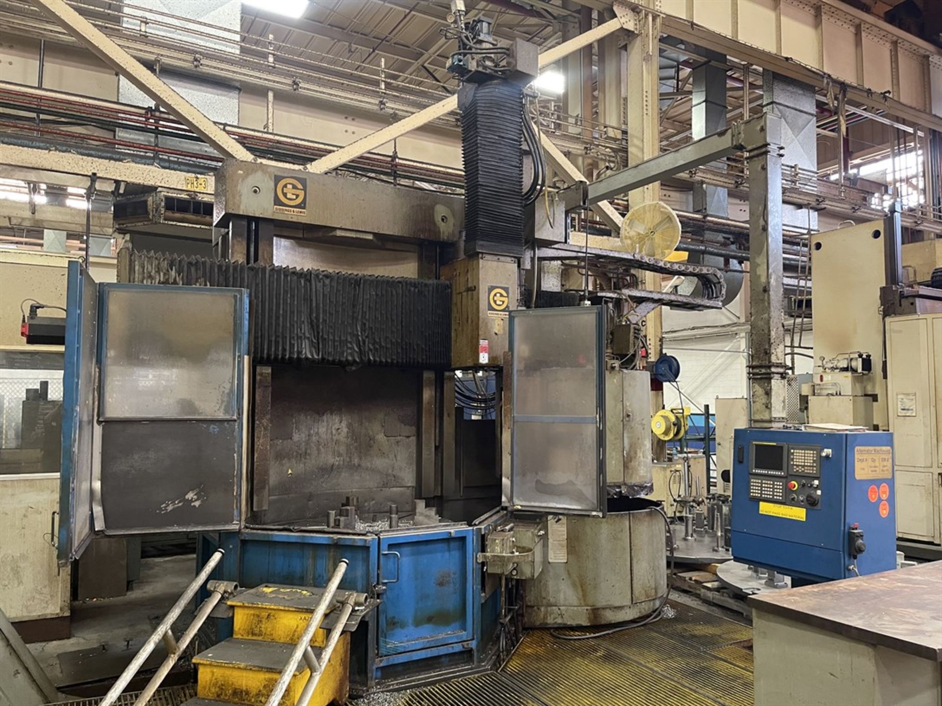 GIDDINGS & LEWIS 48" CNC Vertical Boring Mill, s/n 512-67-77, w/ FANUC 0i-TD Control, 48" Table