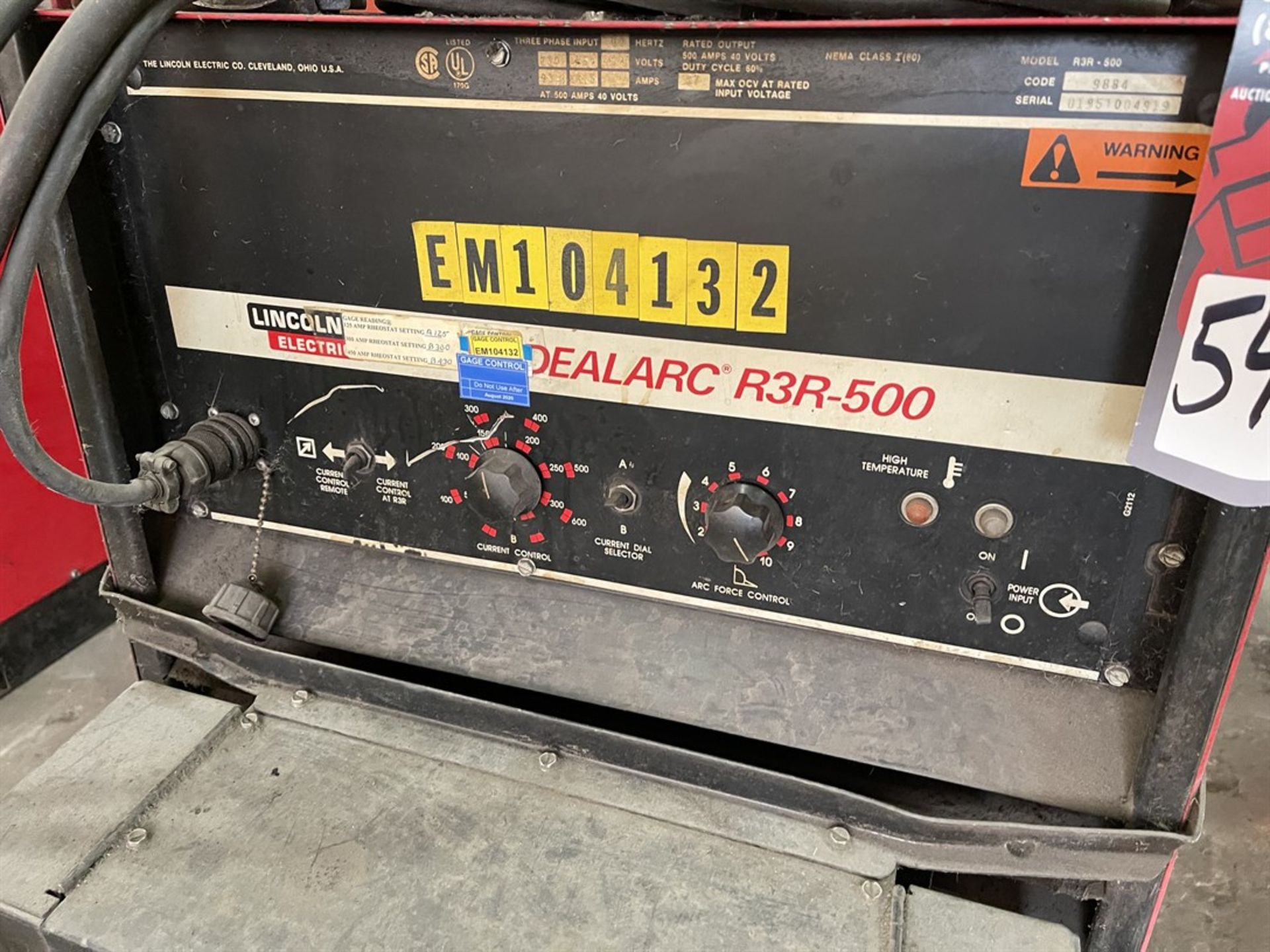 LINCOLN Idealarc R3R-500 TIG Welder w/ Multi-Process Switch, s/n U1951004919, (H1) - Image 3 of 5