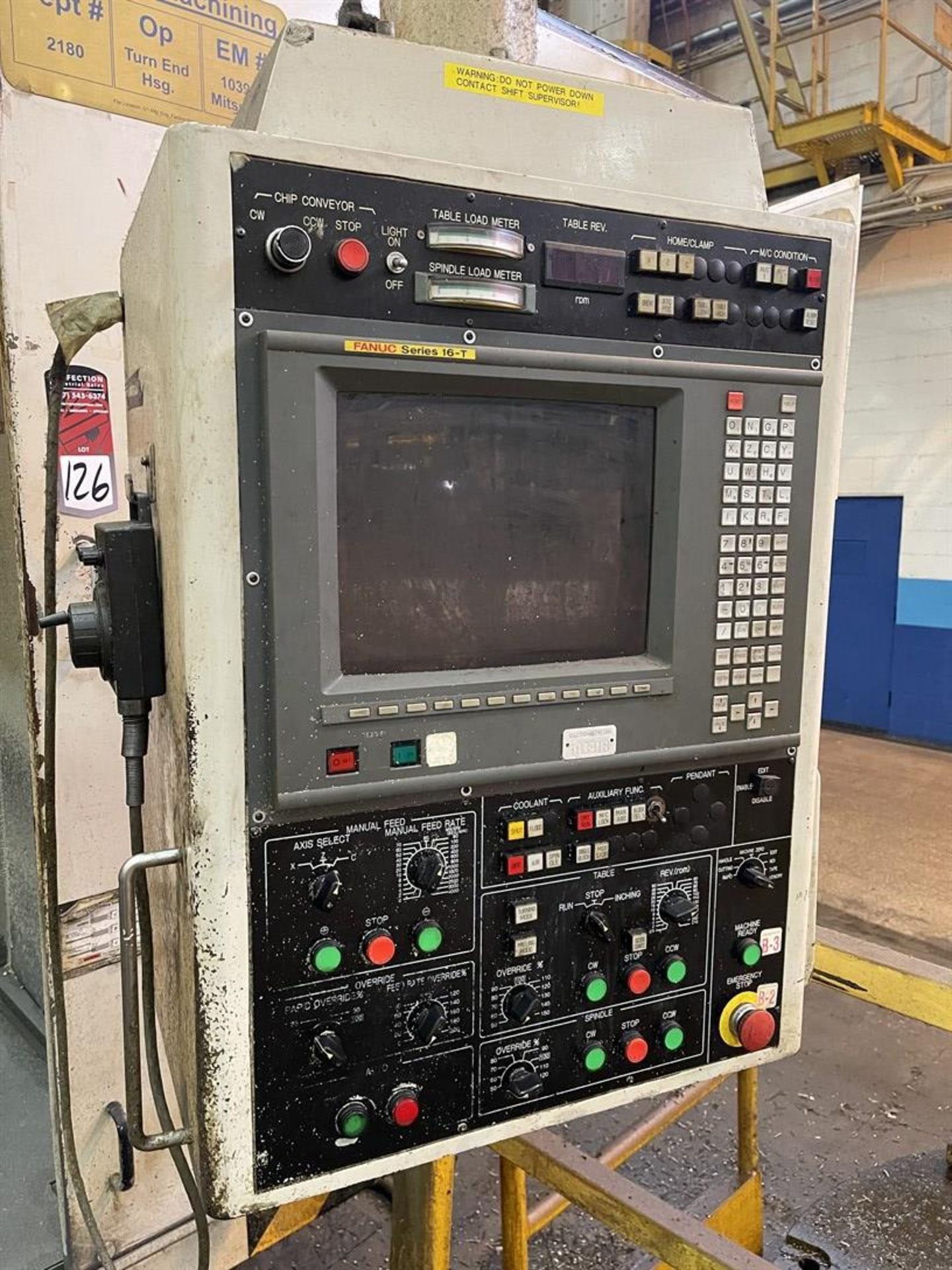 MITSUBISHI M-VT20A CNC Vertical Boring Mill, s/n R57070, w/ FANUC 16-T Control, 78.7” Table Dia, - Image 6 of 12