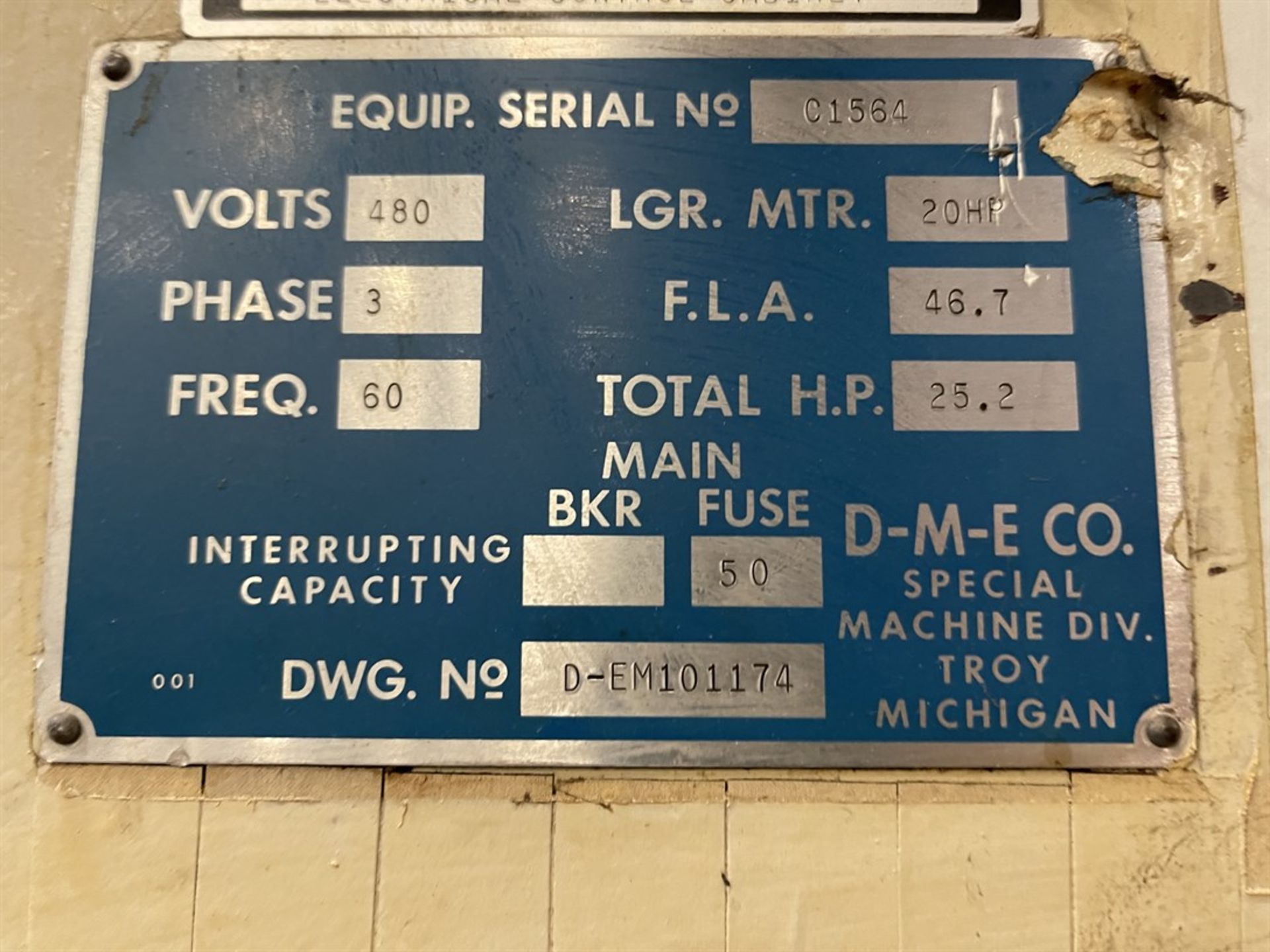 DME Machine 20 HP C-Frame Press, s/n C1564, 20 HP - Image 5 of 7