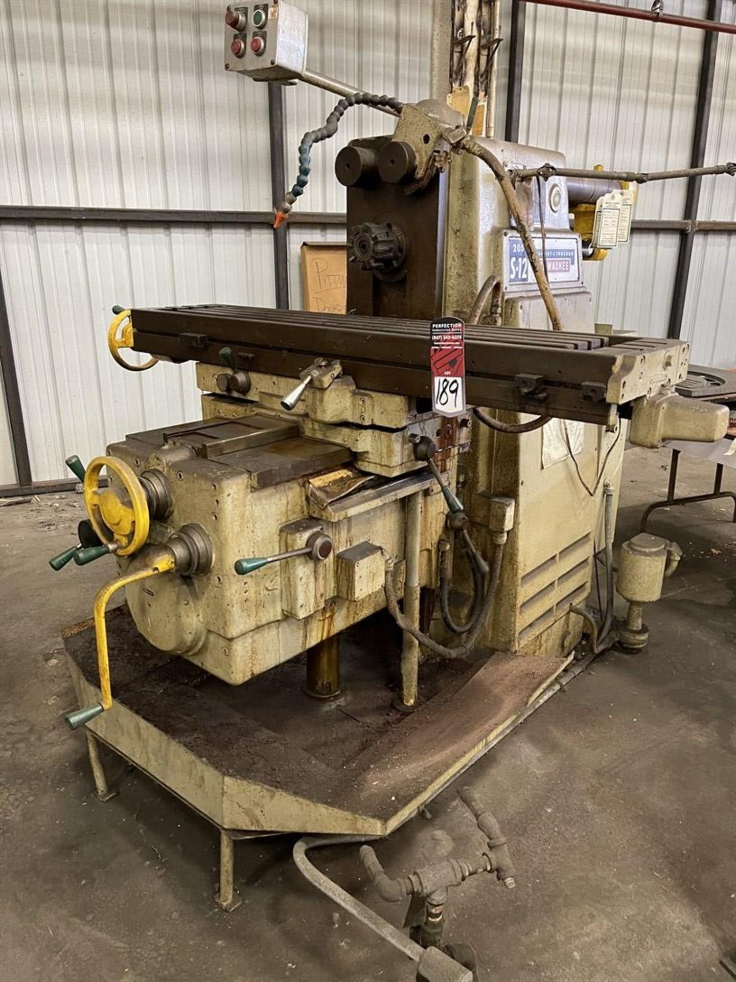 KEARNEY & TRECKER MILWAUKEE 205 S-12 Horizontal Mill, s/n NA, w/ 56.5”x 12” Table