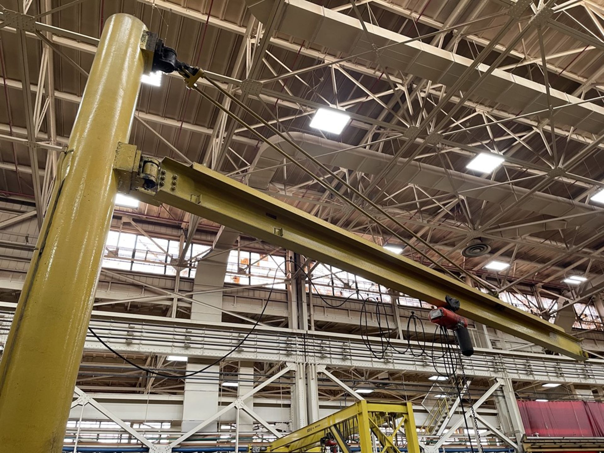 INDUSTRIAL 1-Ton Free Standing Jib Crane, Approx. 20' Reach x 16' Under Rail, w/ 1/4 Ton CM Electric - Image 2 of 3