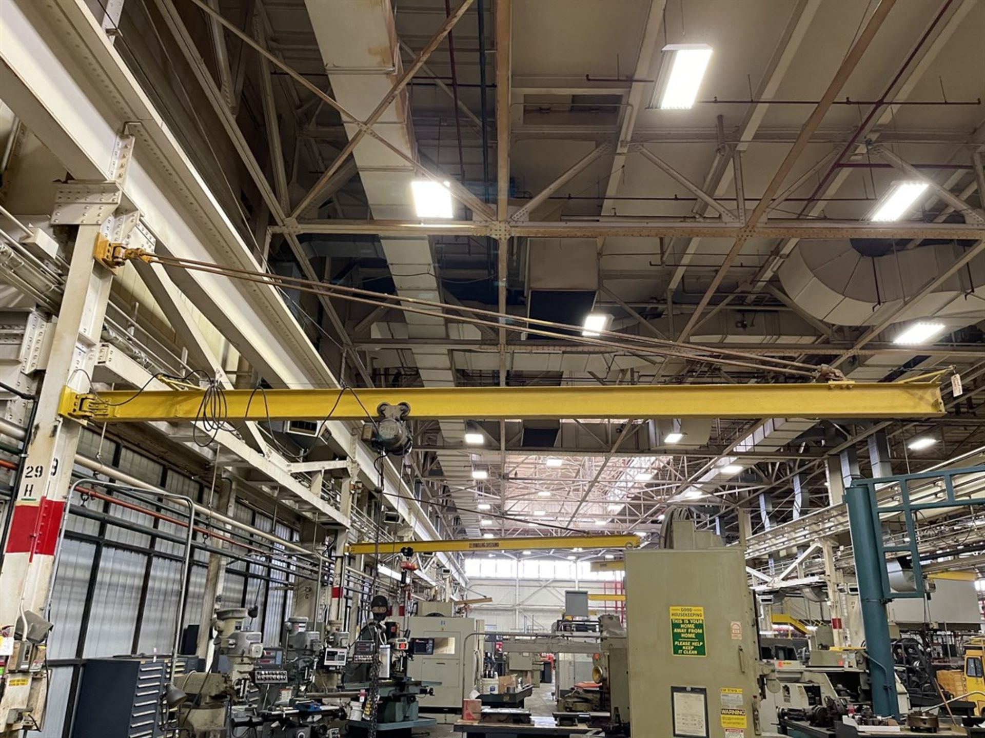 1/2 Ton Girder Mount Jib Crane, Approx. 24' Reach, w/ 1/2 Ton P & H Electric Hoist w/ Pendant