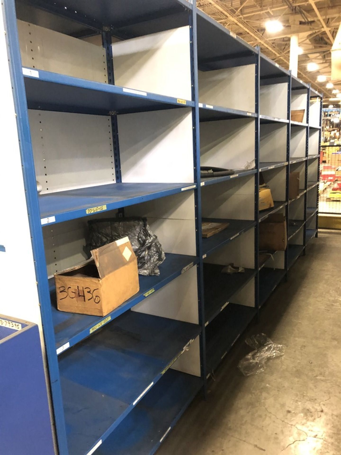 10 Sections of Equipto Shelving, w/ Contents, (23H)