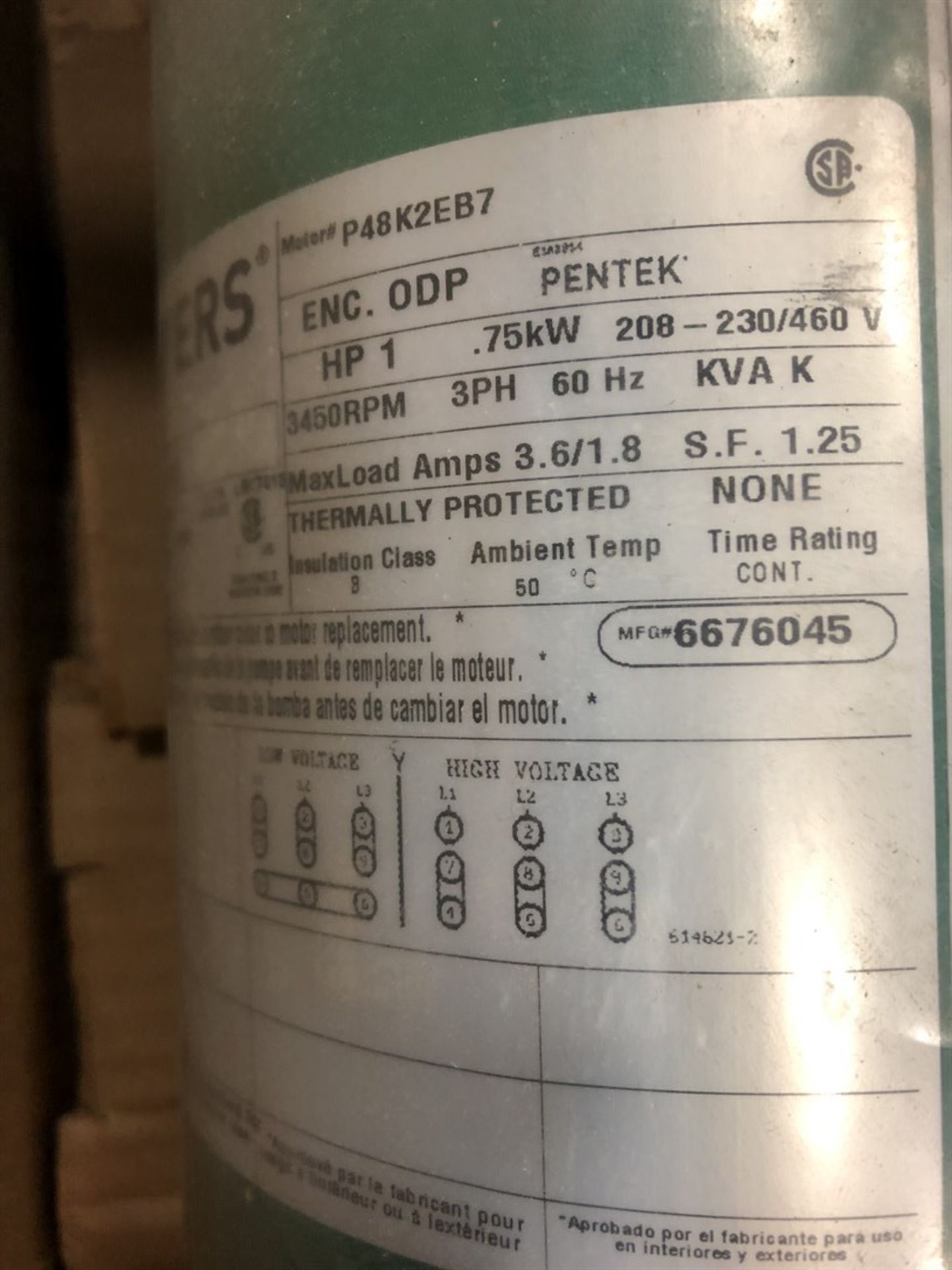 Lot Comprising (2) Pentair 60 Cycle CT Series Centrifugal Pumps, (17Q) - Image 3 of 3