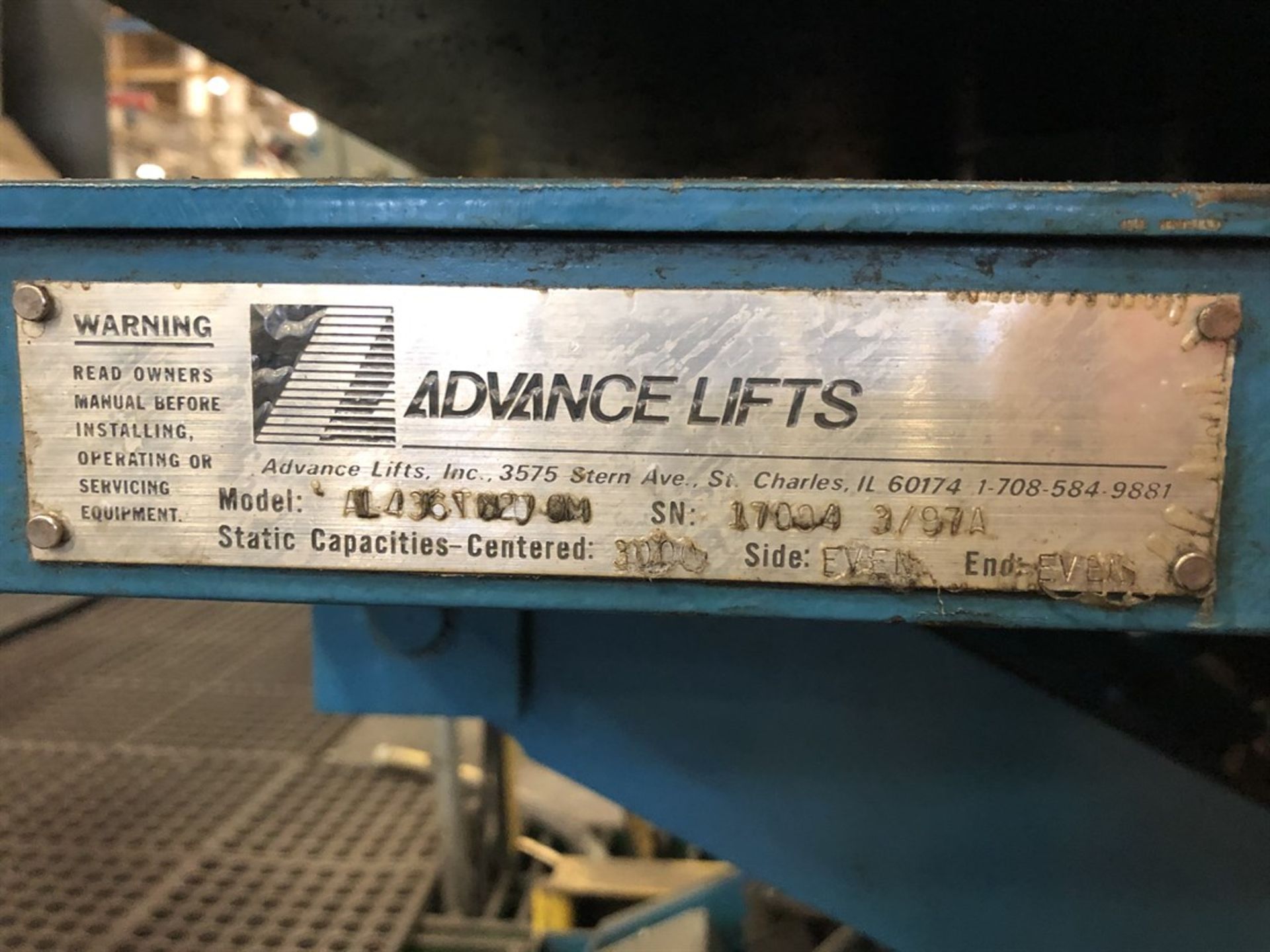 Advance 40x48" Electric Hydraulic Lift Table, (23G) - Image 3 of 3