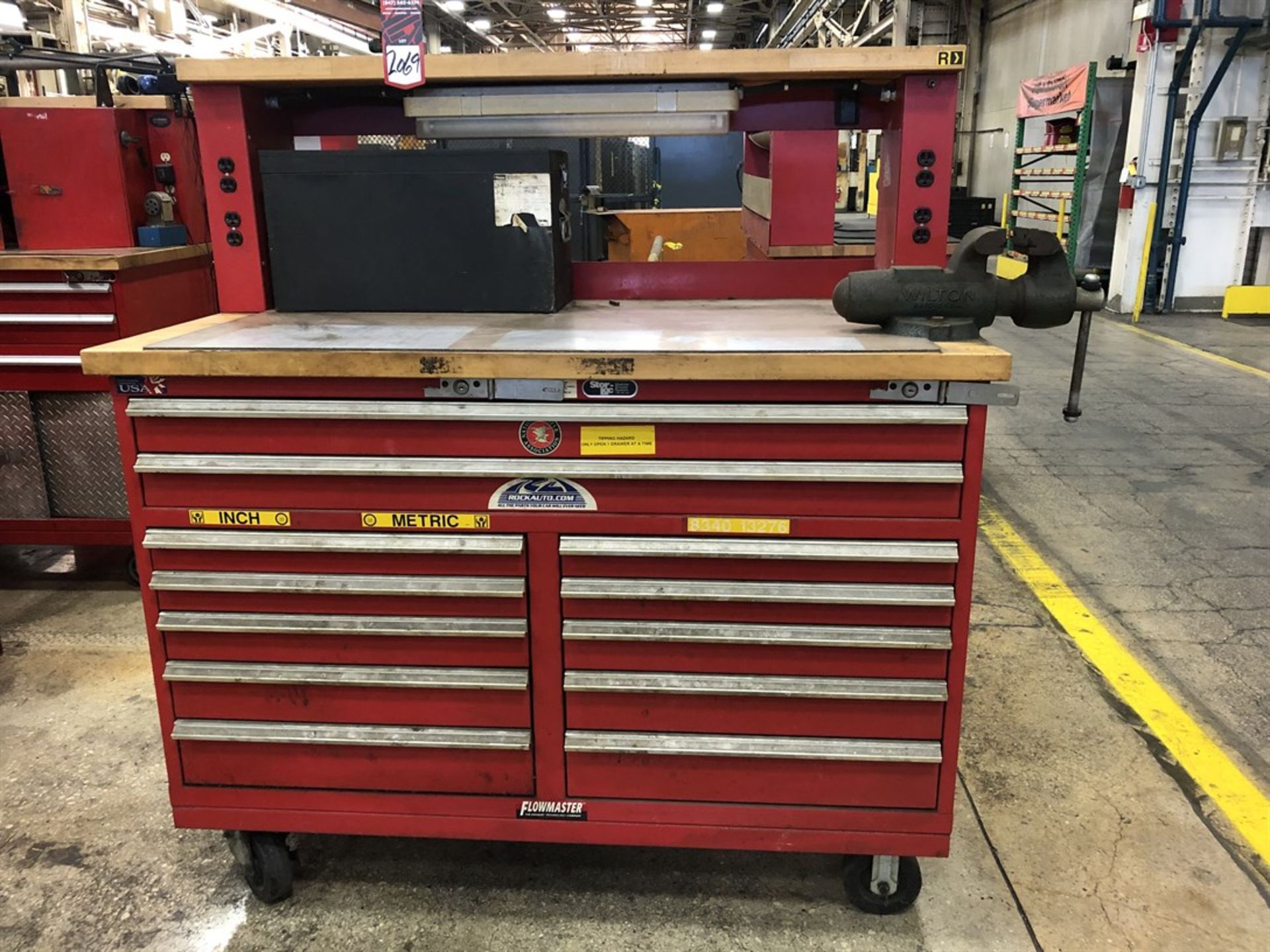 Stor-Loc Modular Rolling Tool Cabinet, 60x30x65", w/ Maple Top, w/ 4" Wilton Bullet Vise, (15G) - Image 2 of 3