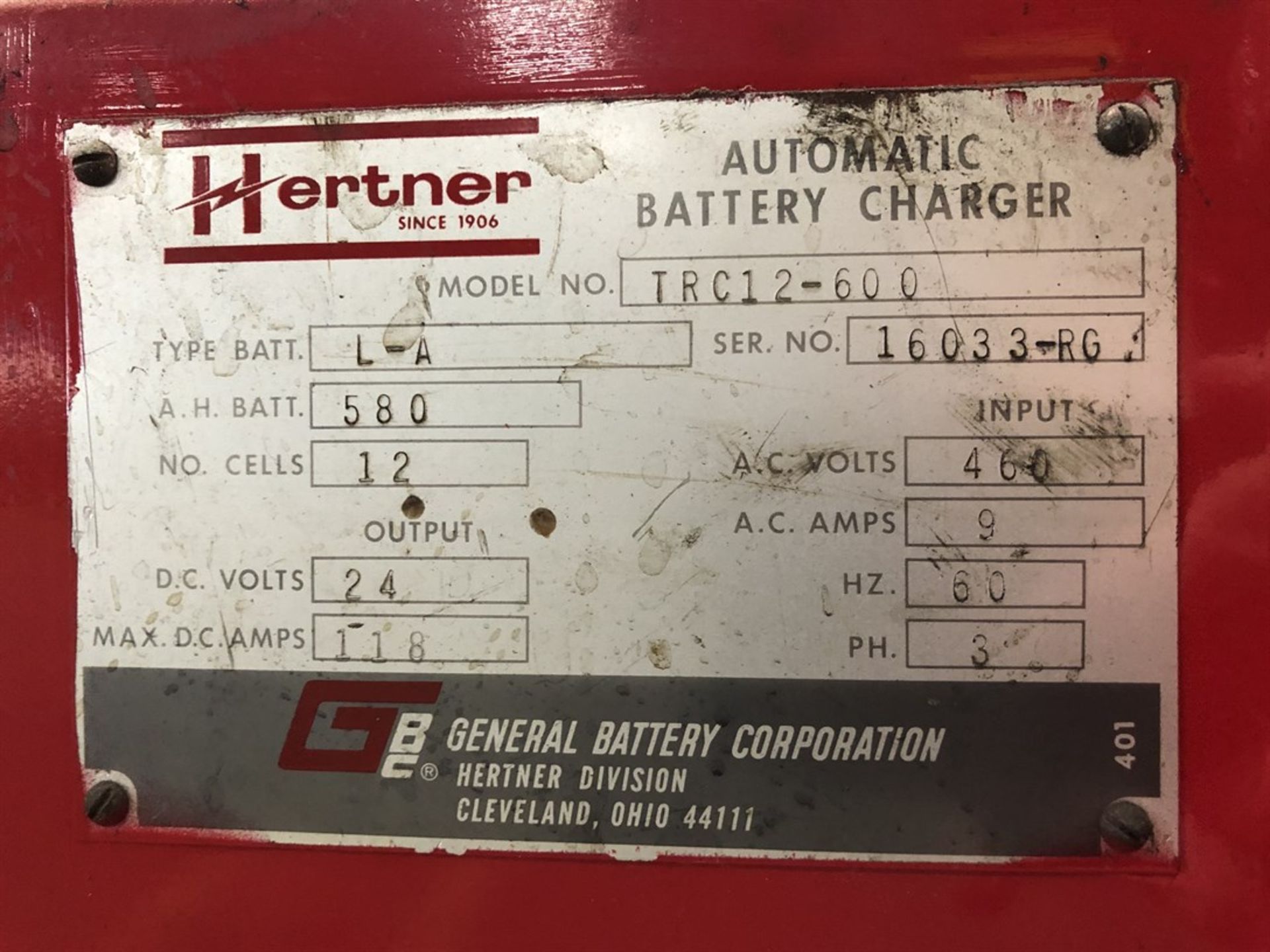 ENERSYS ENFORCER EH3-15-1600, LA Type Battery Charger, s/n GD32321, (H27 MSB) - Image 2 of 2