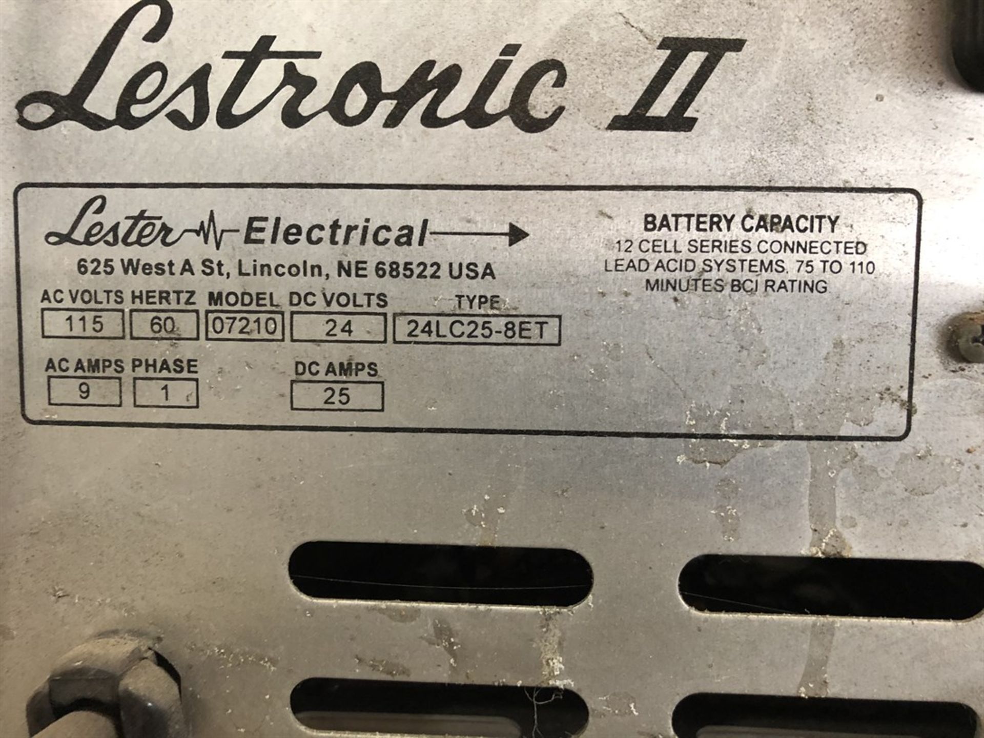 LESTER LESTRONIC II 07210 24V Battery Charger,(Q23 MSB) - Image 2 of 2