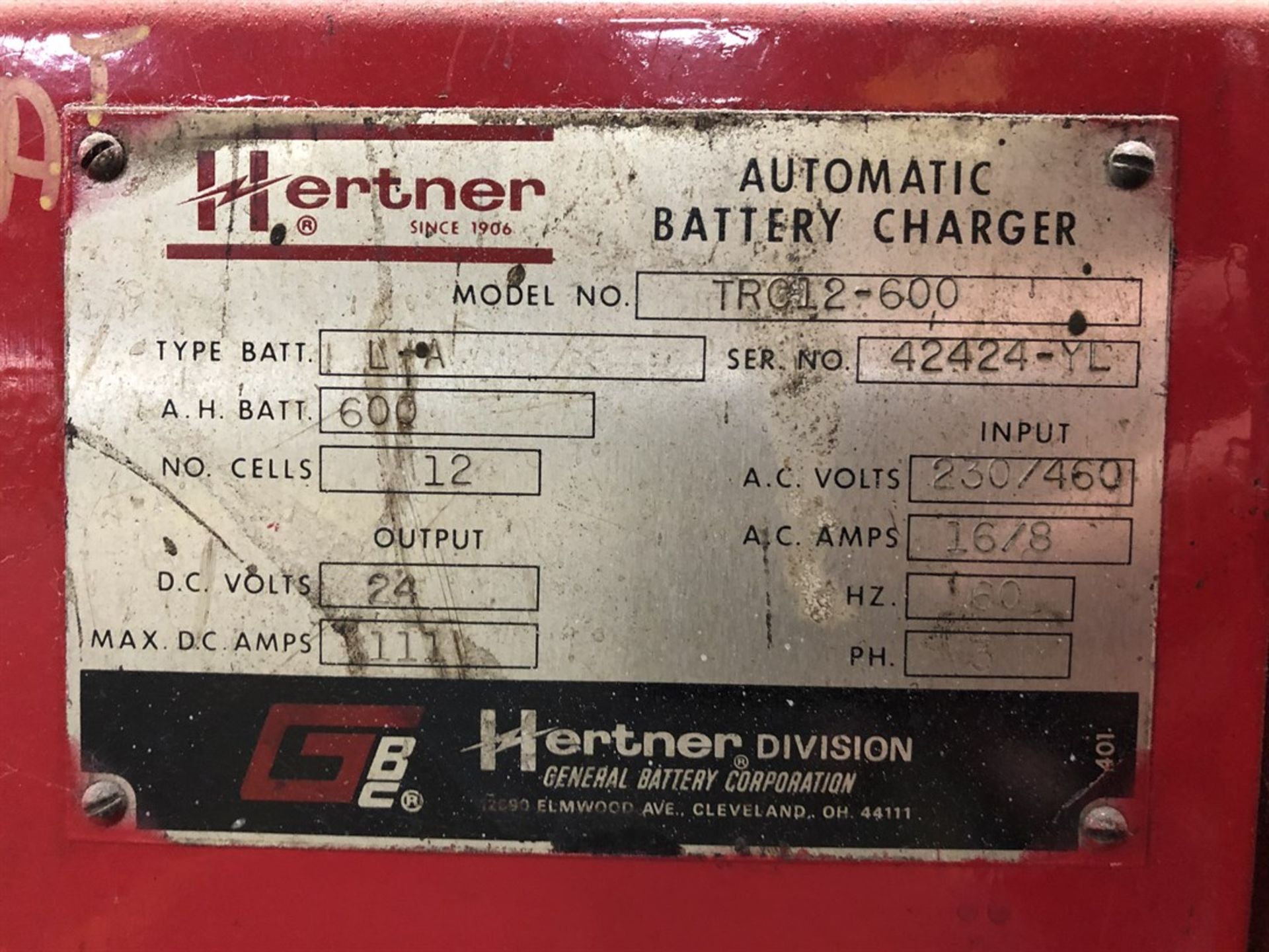 ENERSYS ENFORCER EH3-15-1600, LA Type Battery Charger, s/n GD32320, (H27 MSB) - Image 2 of 2