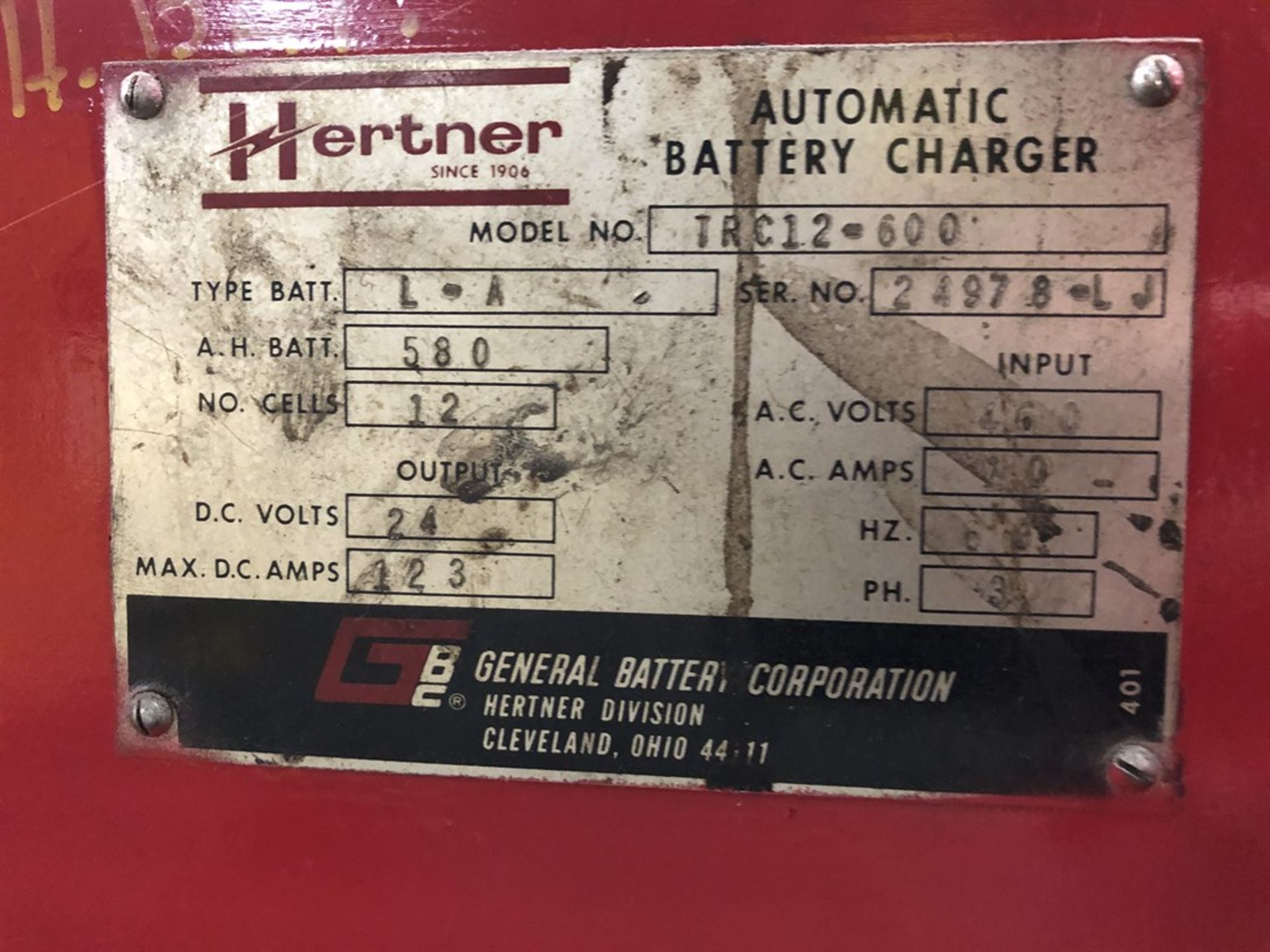 ENERSYS ENFORCER EH3-15-1600, LA Type Battery Charger, s/n GD32319, (H27 MSB) - Image 2 of 2