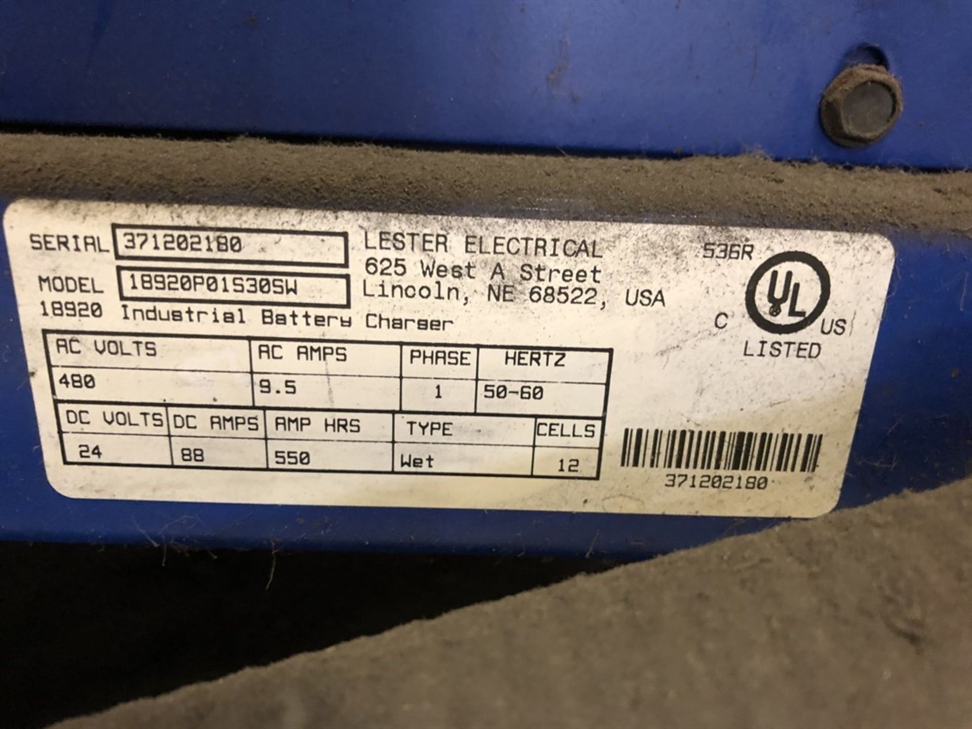 POWERHOUSE 18920P015305W, 24V Battery Charger, s/n 371202180, (13H) - Image 2 of 2