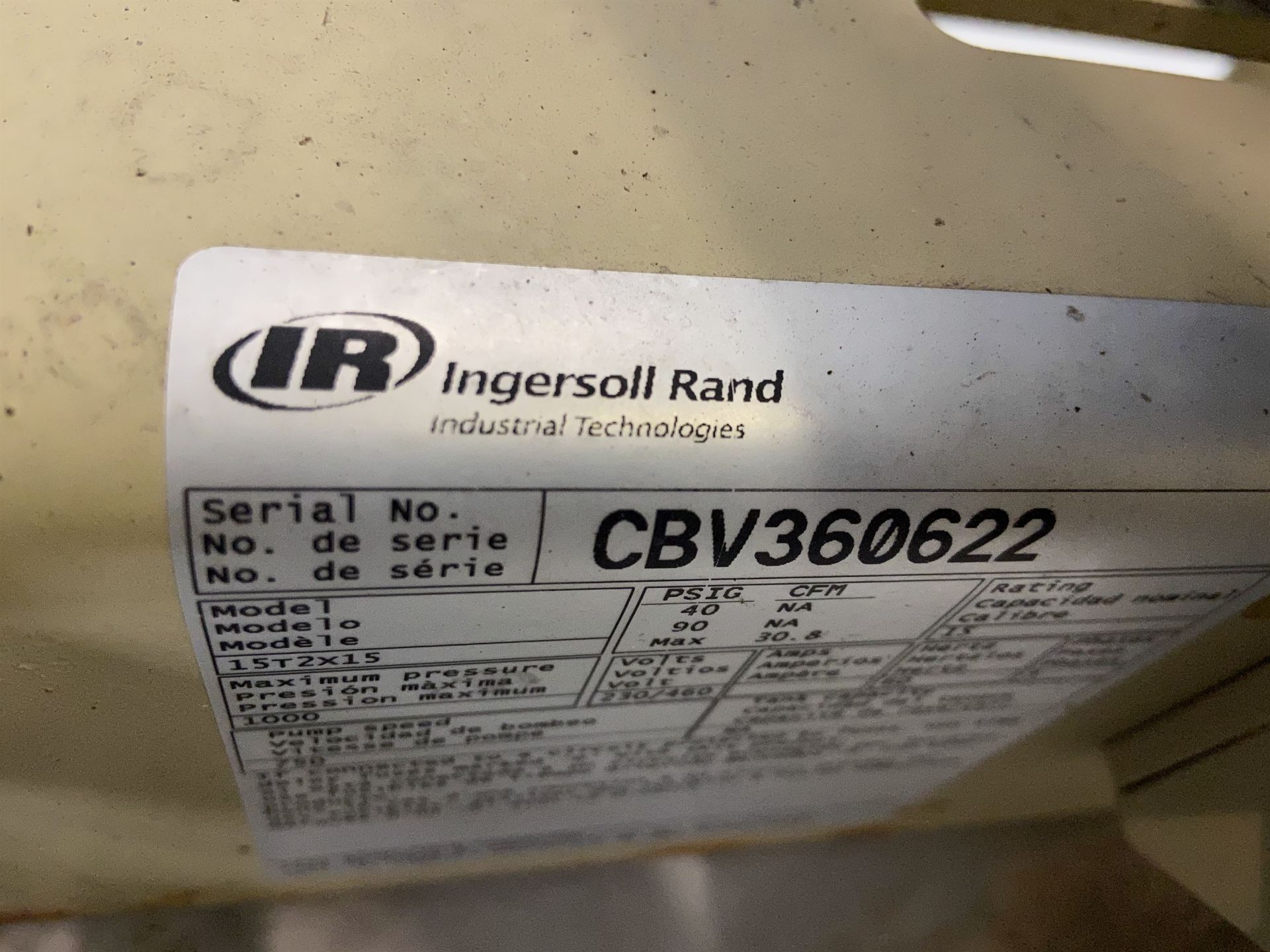 Ingersoll Rand 15T2X15 15 hp Air Compressor - Image 2 of 4