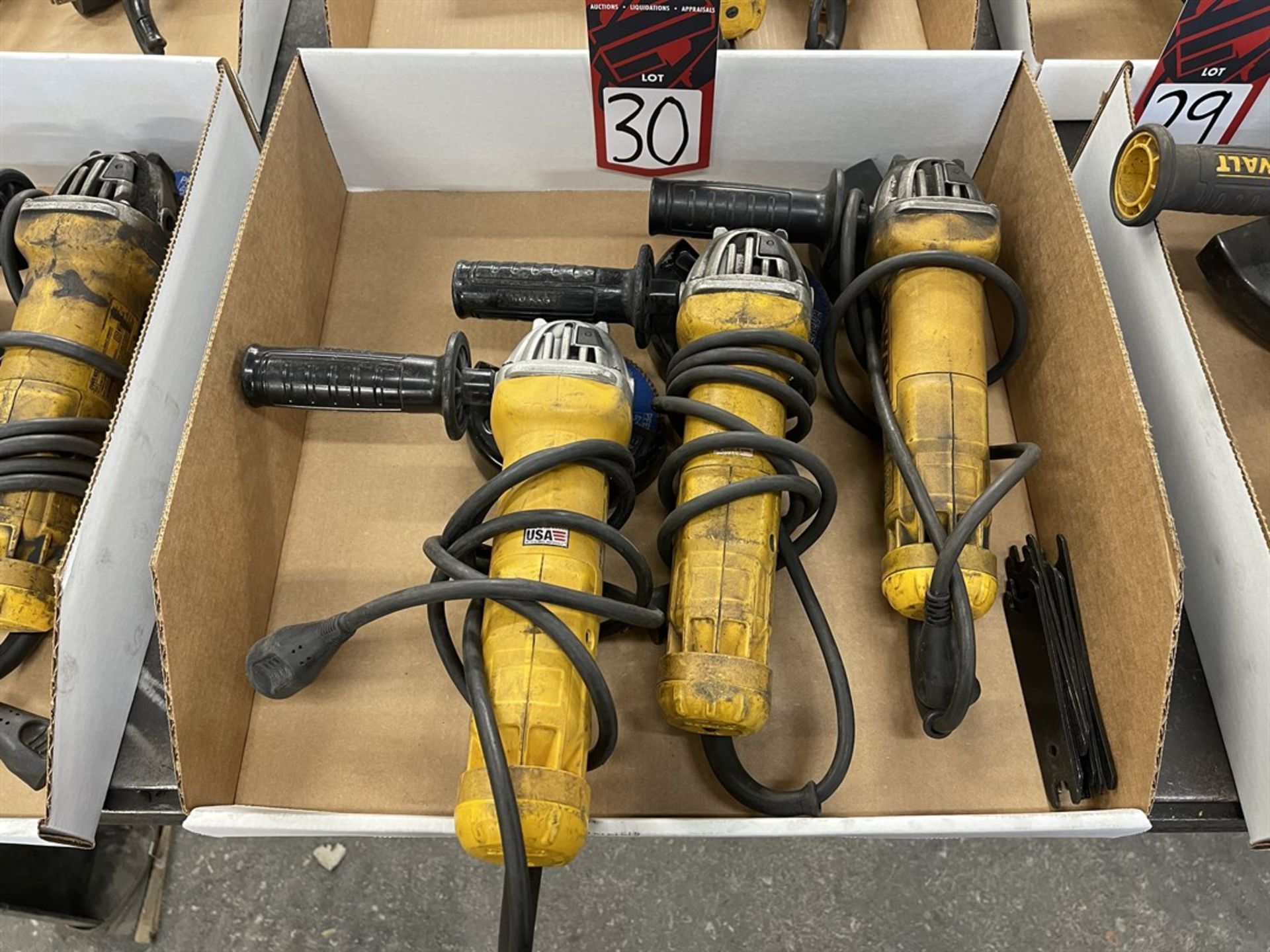 Lot of (3) DEWALT DWE402 4-1/2" Angle Grinders