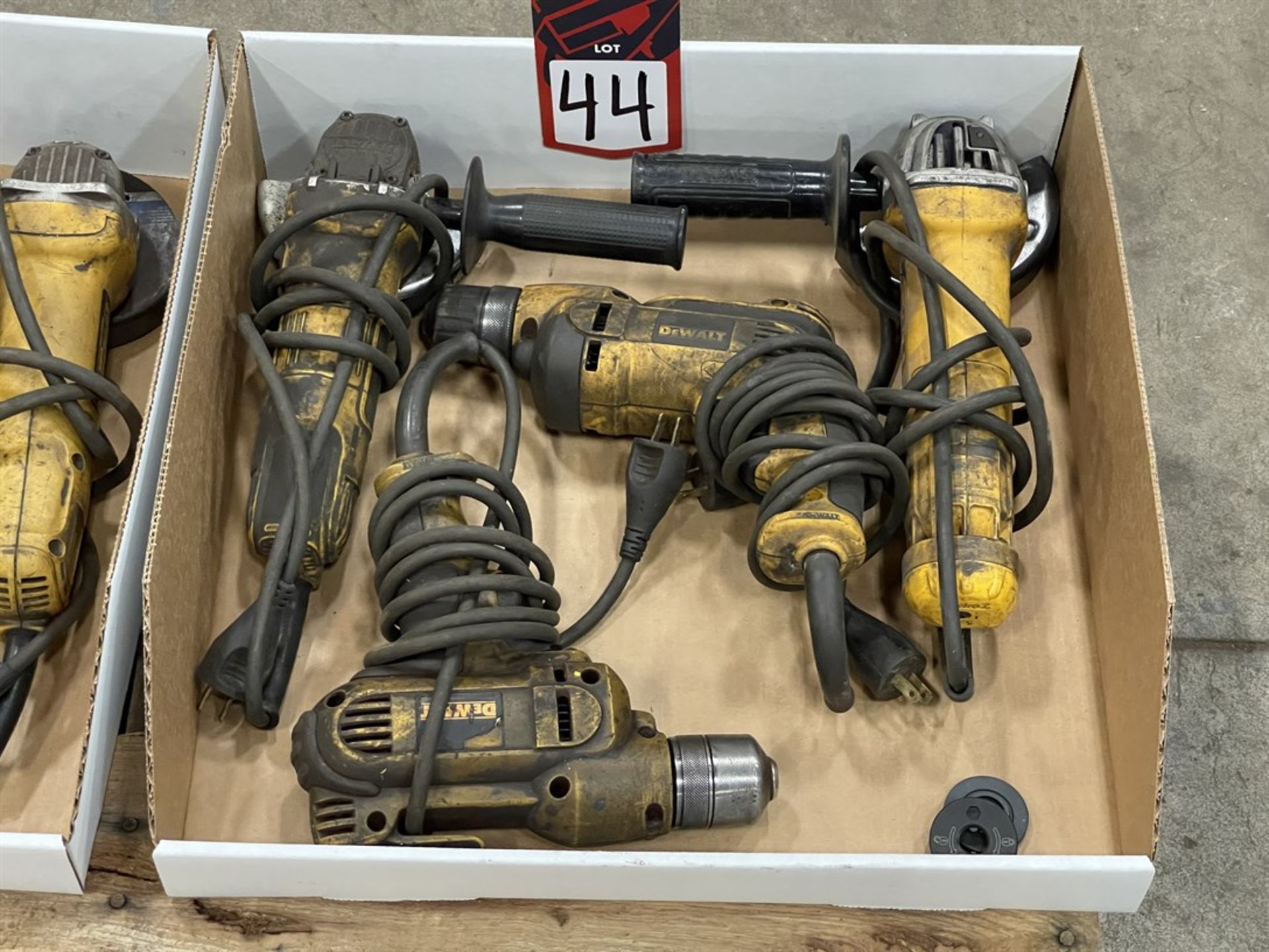 Lot of DEWALT Electric Drills and Angle Grinders