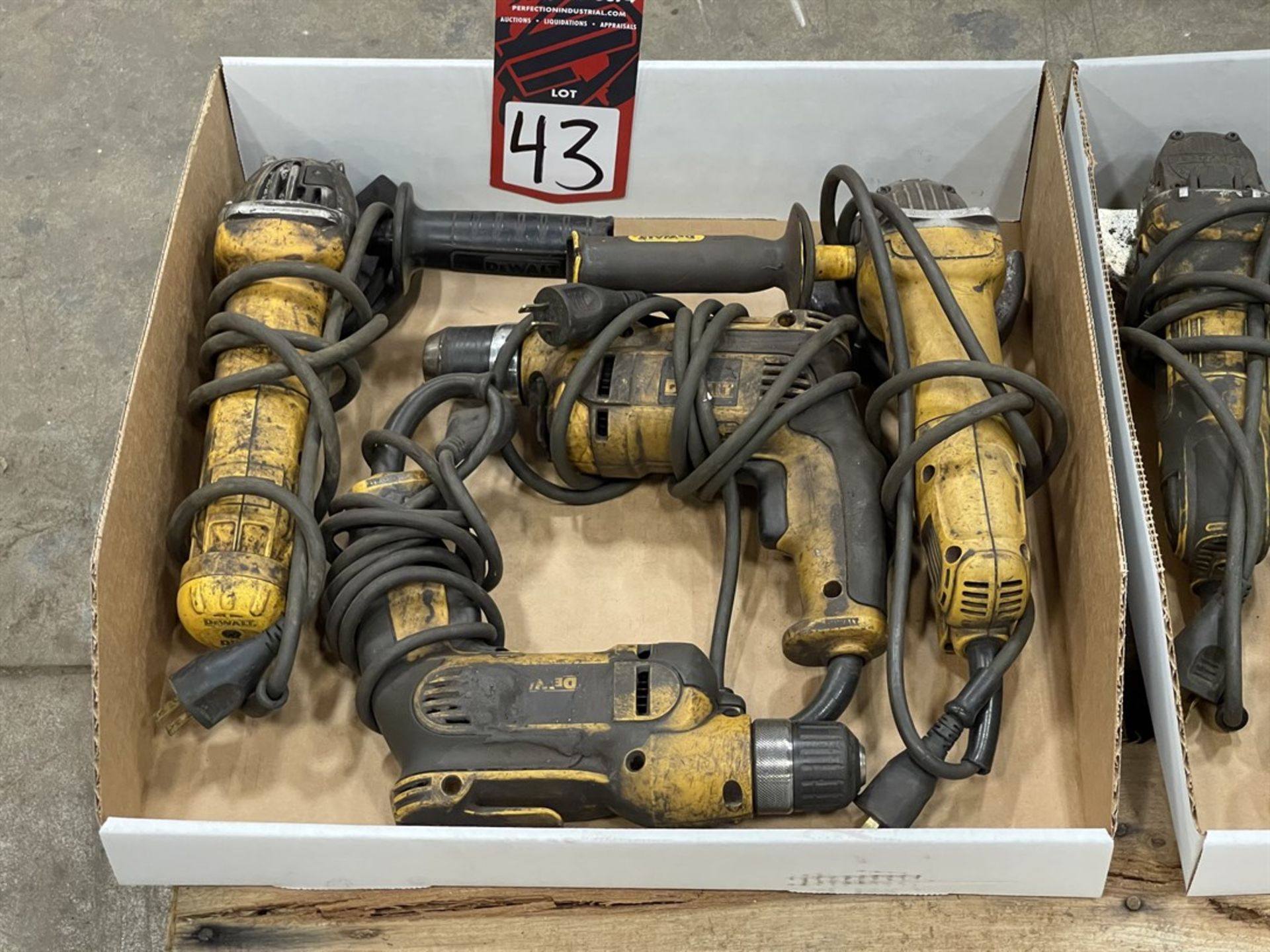 Lot of DEWALT Electric Drills and Angle Grinders