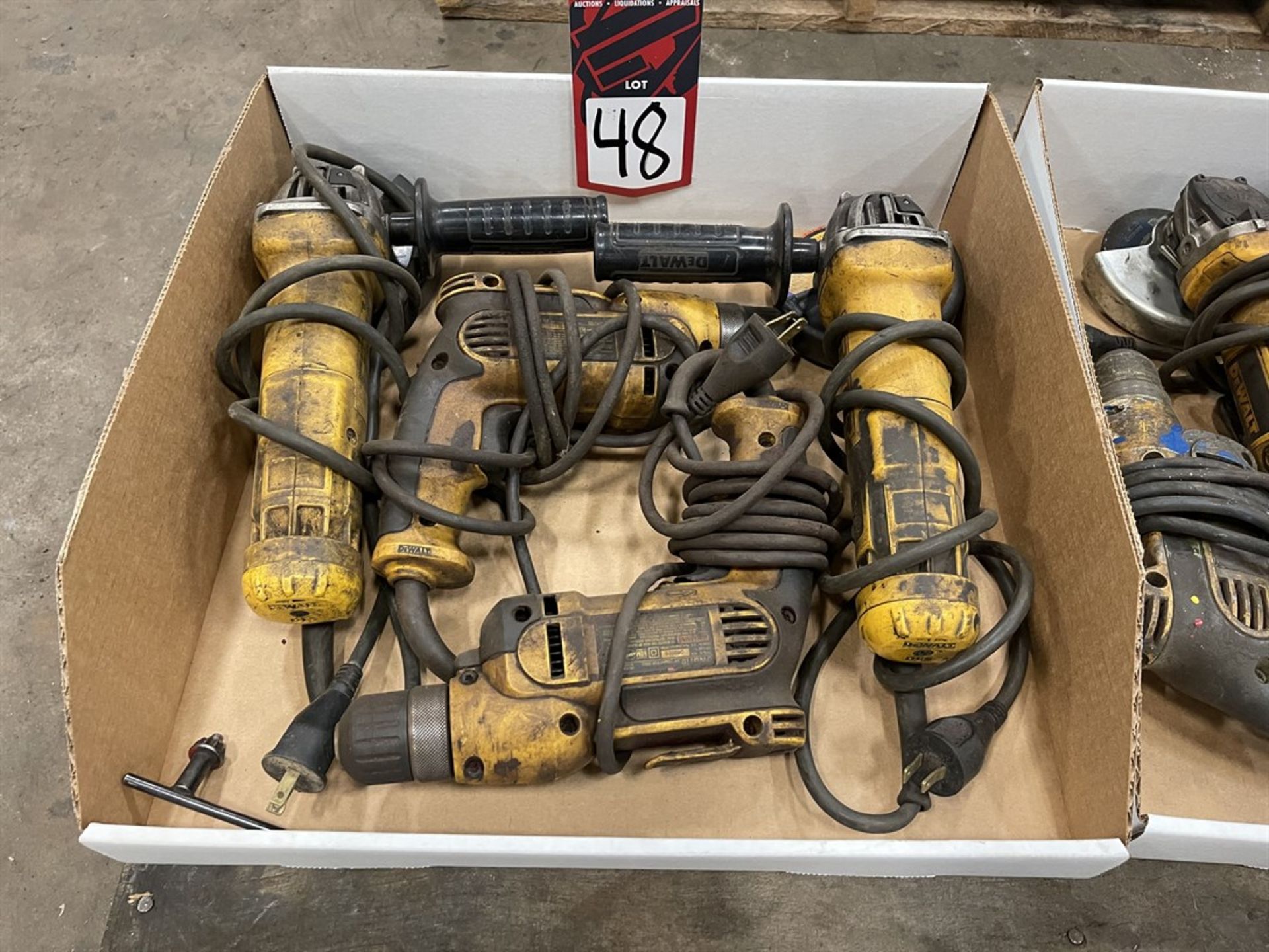 Lot of DEWALT Electric Drills and Angle Grinders