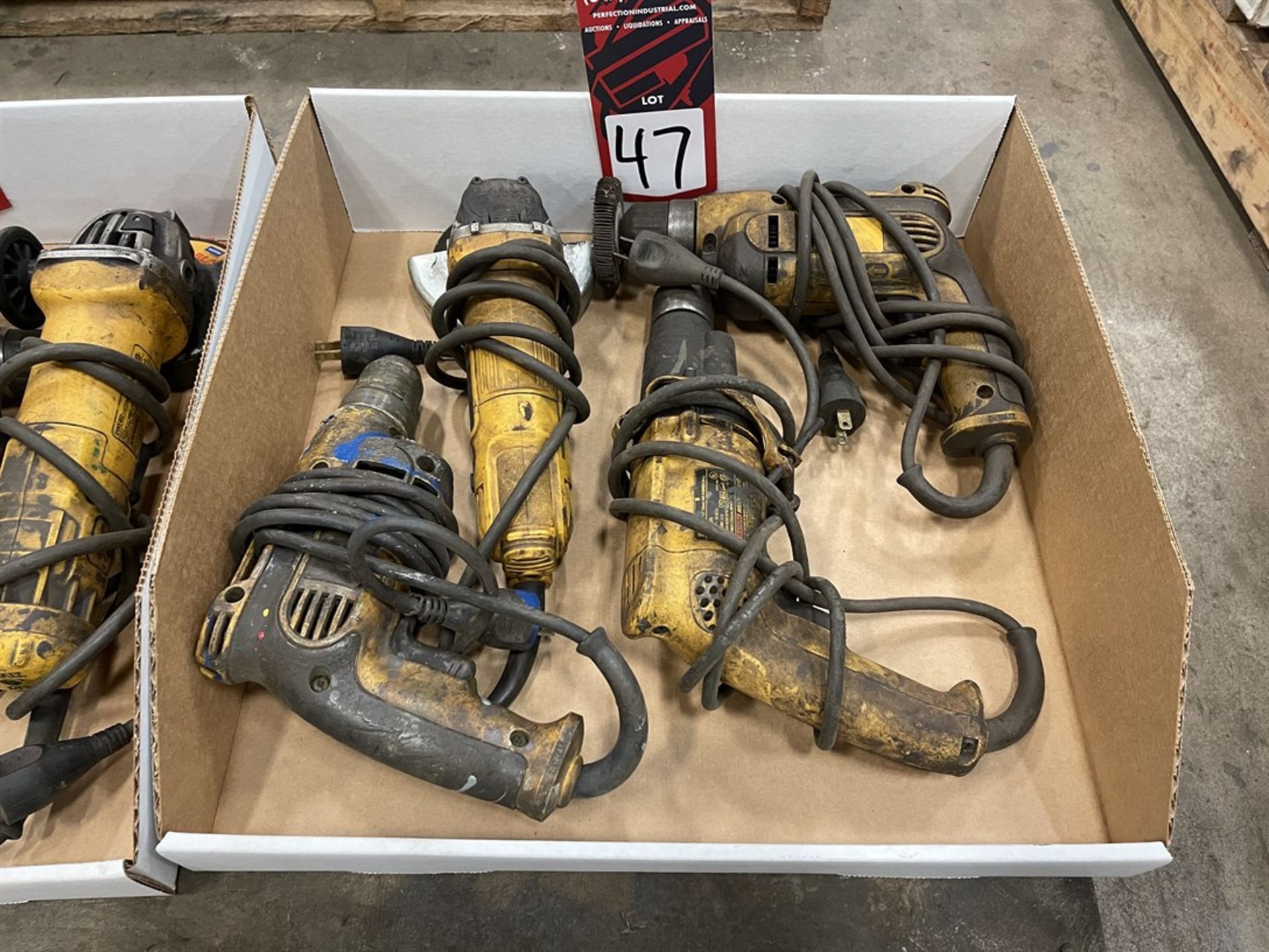 Lot of DEWALT Electric Drills and Angle Grinders