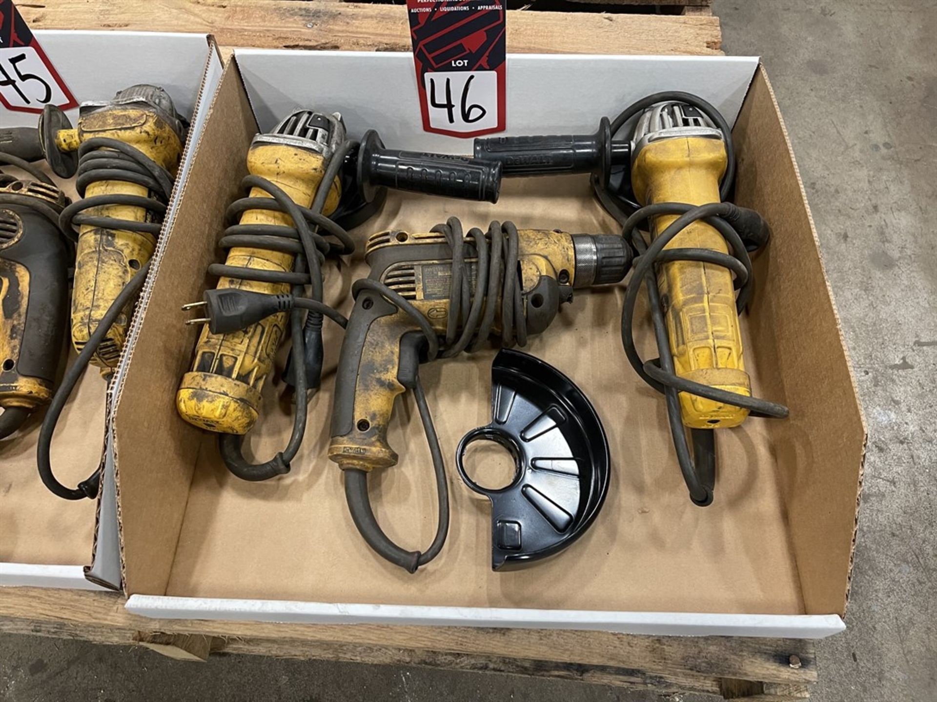 Lot of DEWALT Electric Drills and Angle Grinders