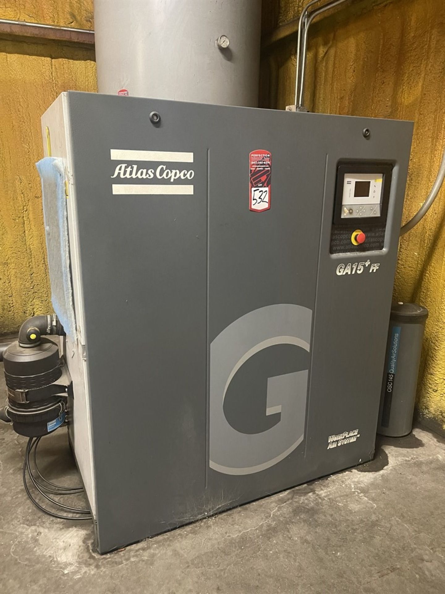 ATLAS COPCO QA15P 20 HP Air Compressor, s/n API319303, 128 PSI, (Fab Shop)