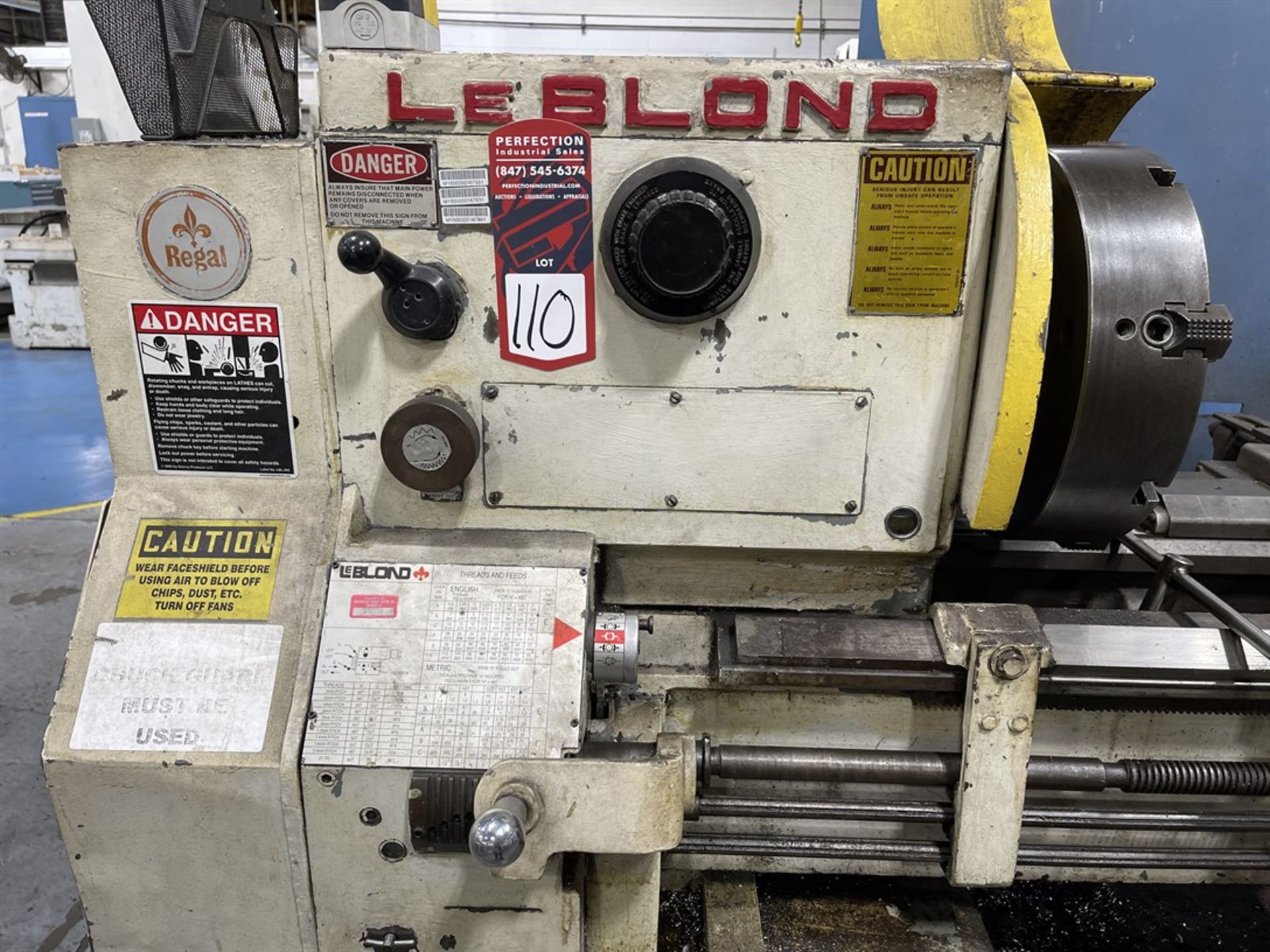 LEBLOND Regal 20 x 144" Engine lathe, s/n 10E-107 U4916, 15" 4-Jaw Chuck, 23-1000 RPM Spindle - Image 5 of 9