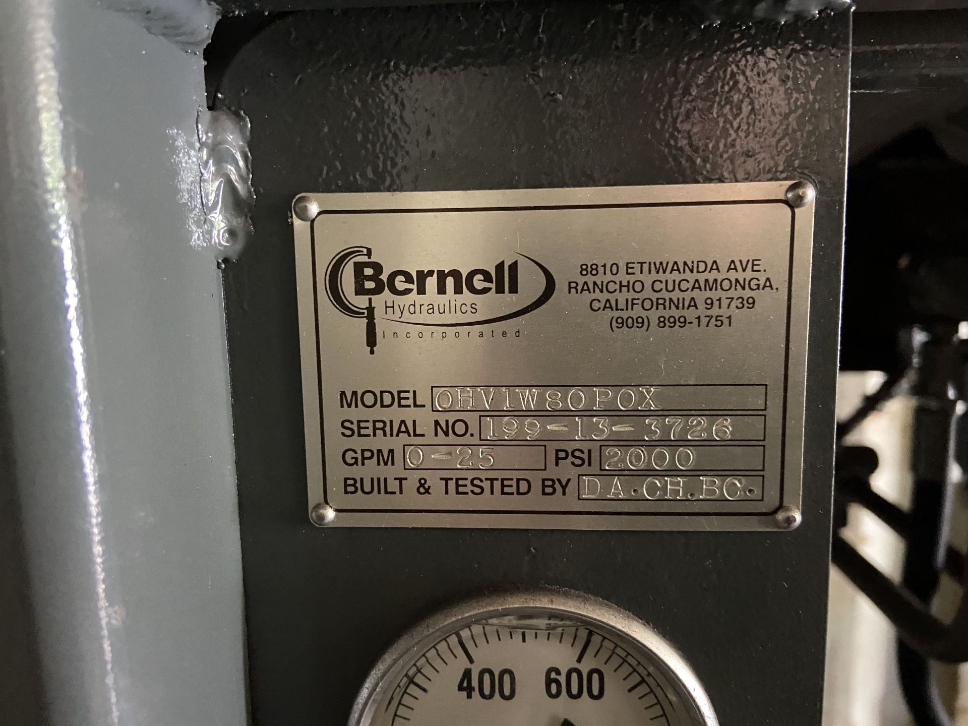 BERNELL 40 HP Portable, Self-Contained Hydraulic Unit, 25 GPM, 2000 PSI (Located in Houston, TX) - Image 2 of 5