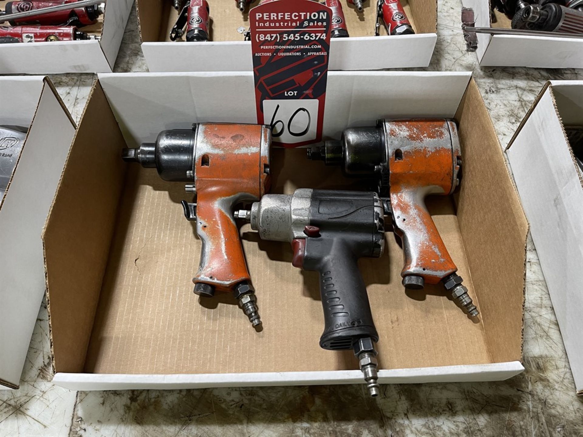 Lot Comprising (2) Cleco 1/2" Drive and (1) CP 1/4" Pneumatic Impacts