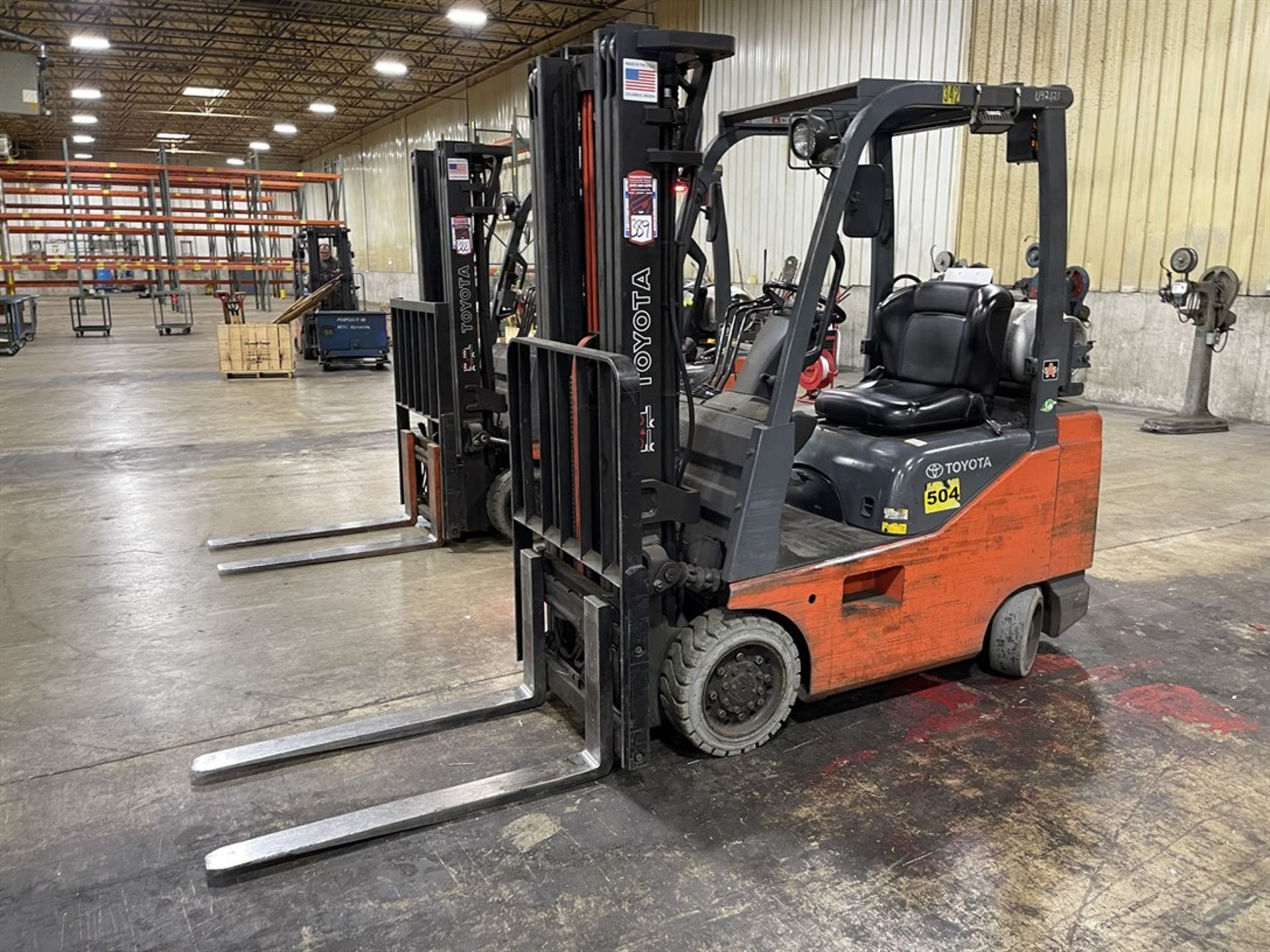 TOYOTA 8FGCSU20 LP Forklift, s/n 13417, 4,000 Lb. Capacity, Side Shift, 3-Stage Mast, Cushion Tire