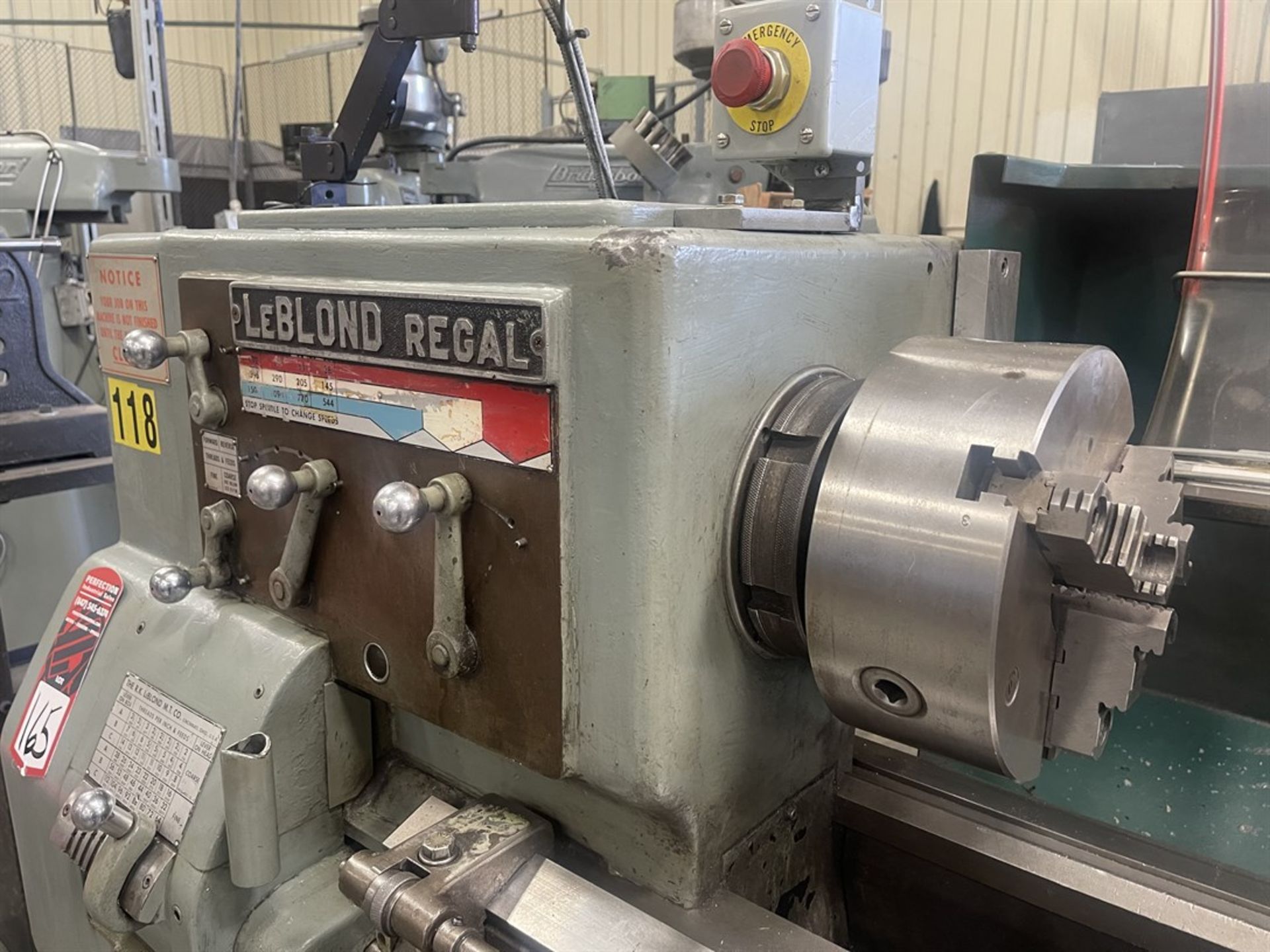 LEBLONDE REGAL 20” x 32” Lathe, s/n 2E1153, 10” 3-Jaw Chuck, Aloris Tool Post, Tailstock, 38-1500 - Image 3 of 9