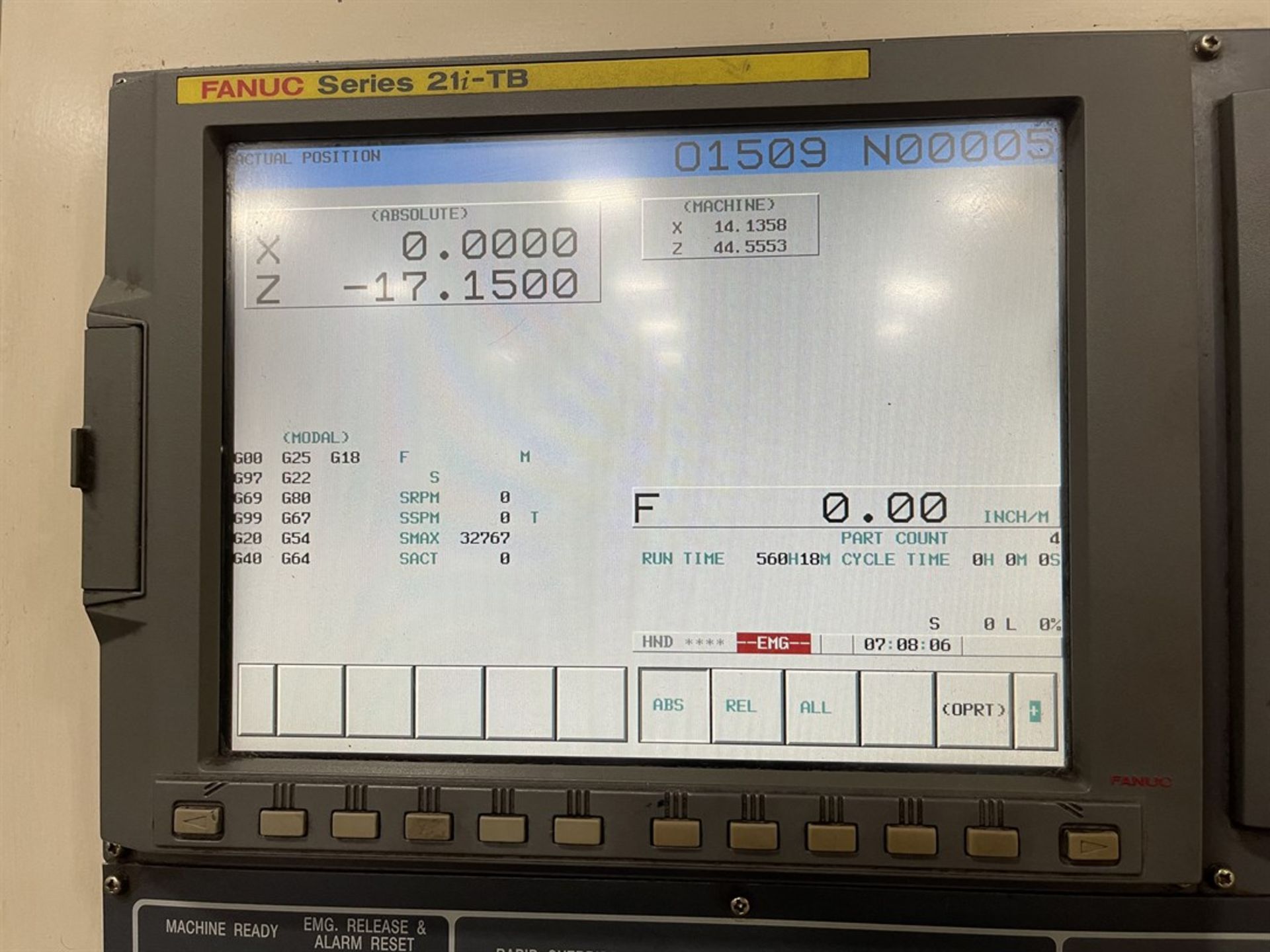 2004 DOOSAN PUMA 400B CNC Turning Center, s/n PM351663, Fanuc 21i-TB Control, 15” 3-Jaw Chuck, 10- - Image 8 of 10