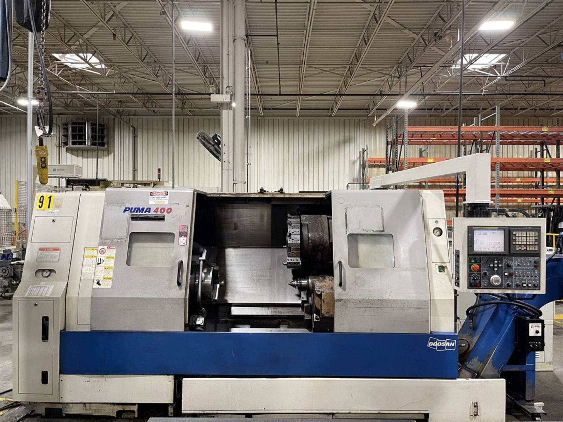 2007 DOOSAN PUMA 400C CNC Turning Center, s/n PM352871, Fanuc 21i-TB Control, 16” 3-Jaw, 12- - Image 2 of 11