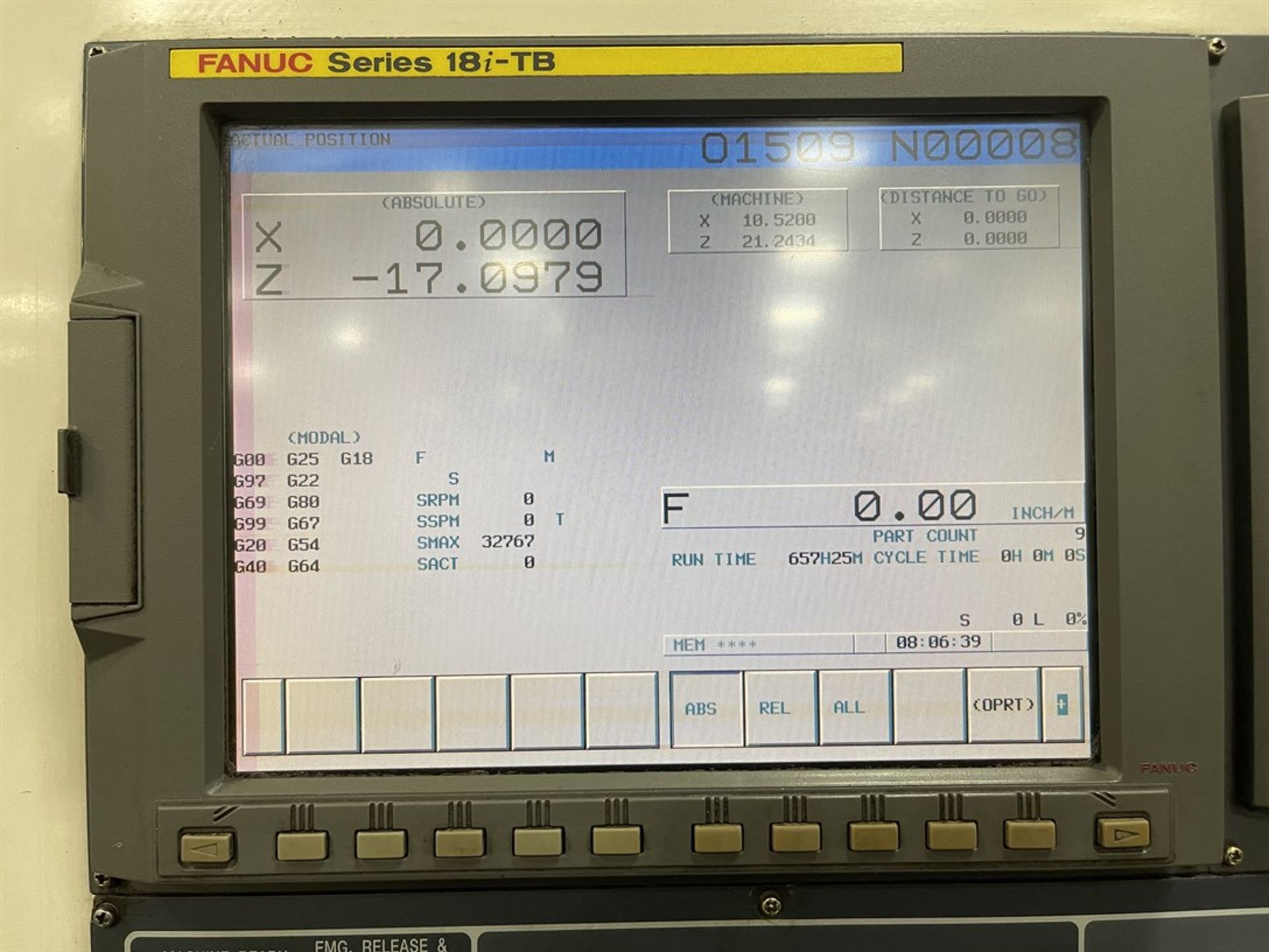 2003 DAEWOO PUMA 400B CNC Turning Center, s/n PM351391, Fanuc 18i-TB Control, 15” 3-Jaw Chuck, 10- - Image 8 of 10