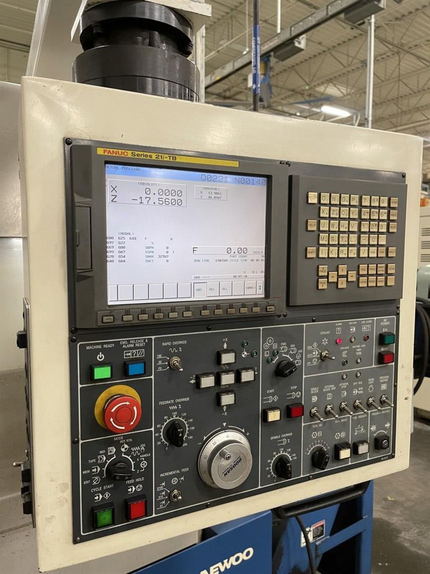 2006 DOOSAN PUMA 400B CNC Turning Center, s/n PM352133, Fanuc 21i-TB Control, 15” 3-Jaw Chuck, 10- - Image 7 of 10