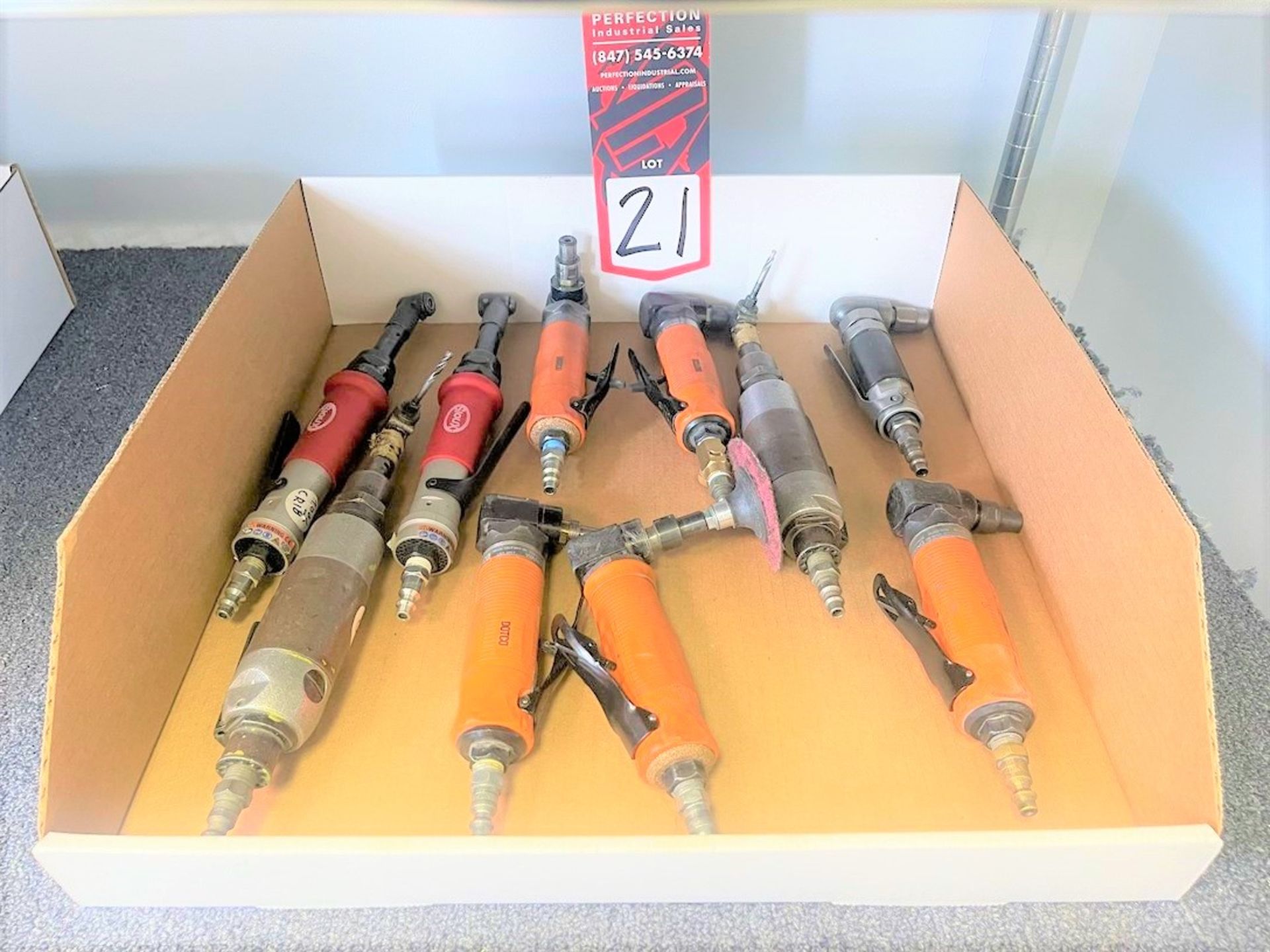 Lot of Assorted Right Angle Pneumatic Grinders