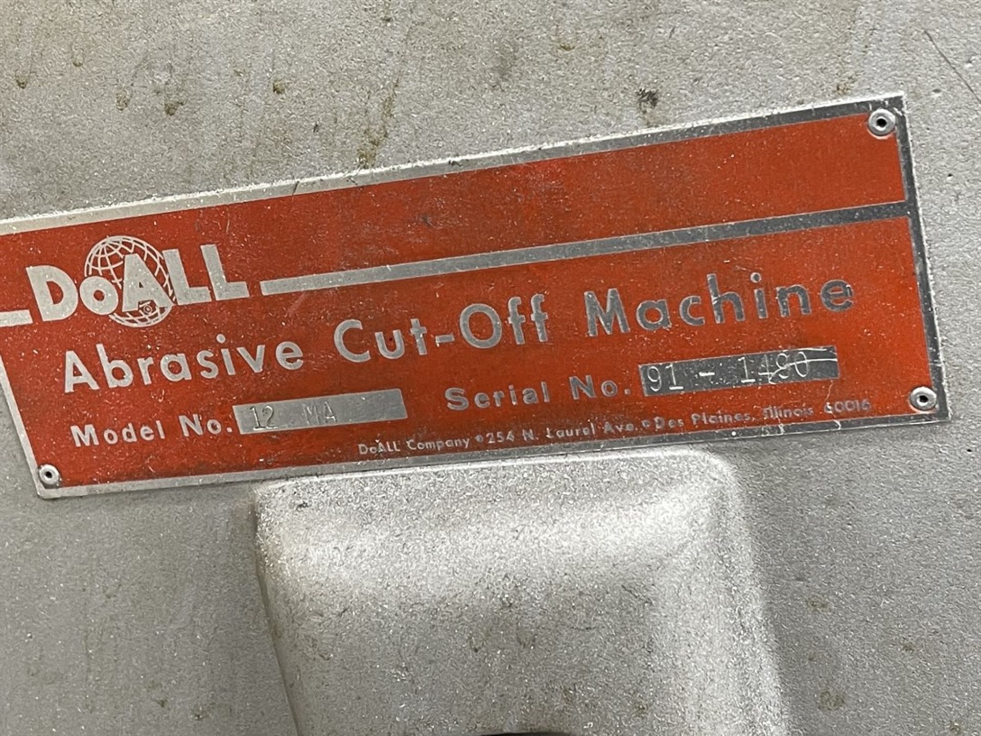 DOALL 12MA Abrasive Cut Off Machine, s/n 91-1490 - Image 3 of 4