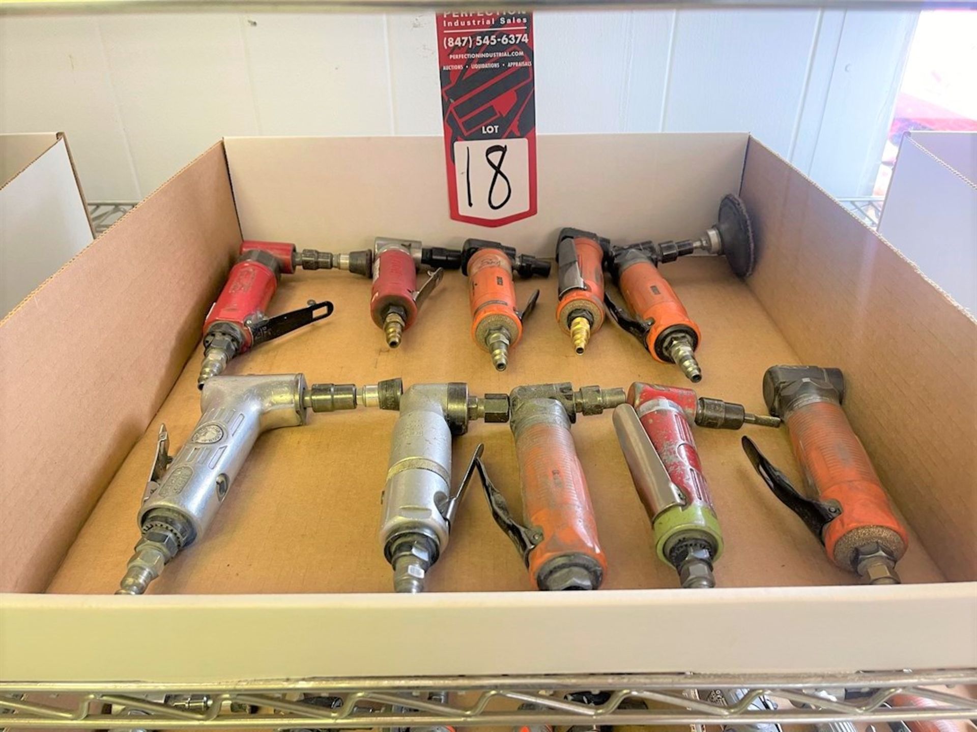 Lot of Assorted Right Angle Pneumatic Grinders