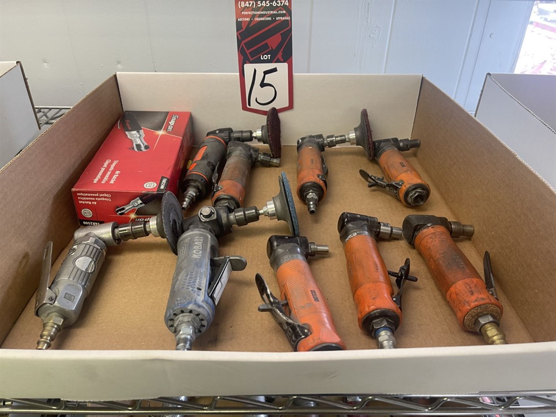 Lot of Assorted Right Angle Pneumatic Grinders