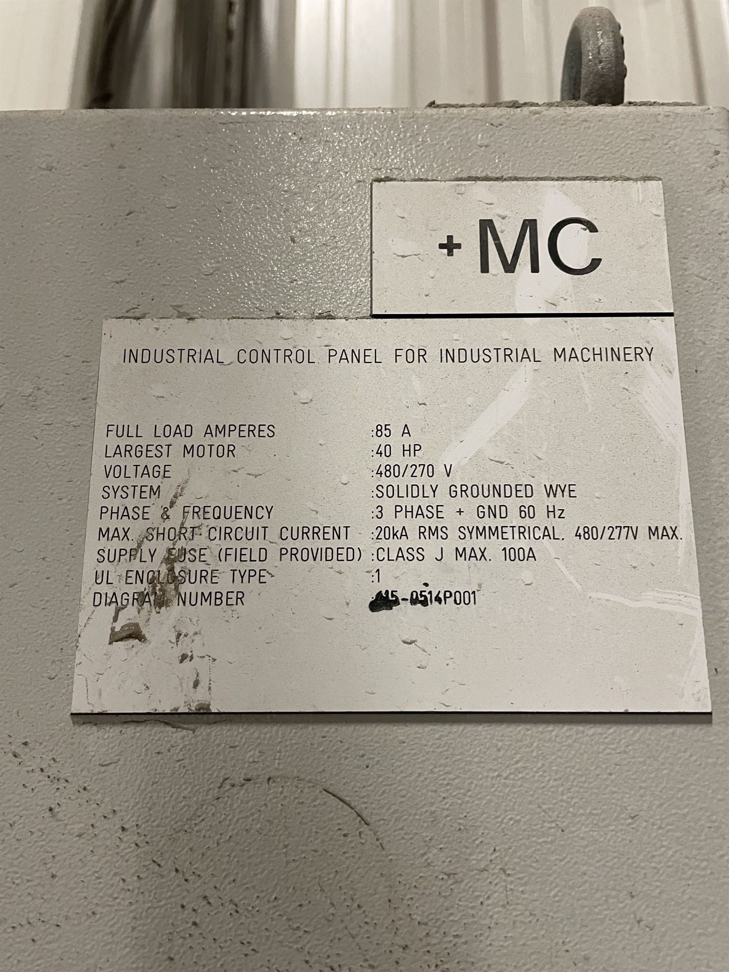Industrial Control Panel, w/ Siemens Simatic Panel Touch Screen PLC, 85 A, 480/270 V, 3 Phase + - Image 5 of 5