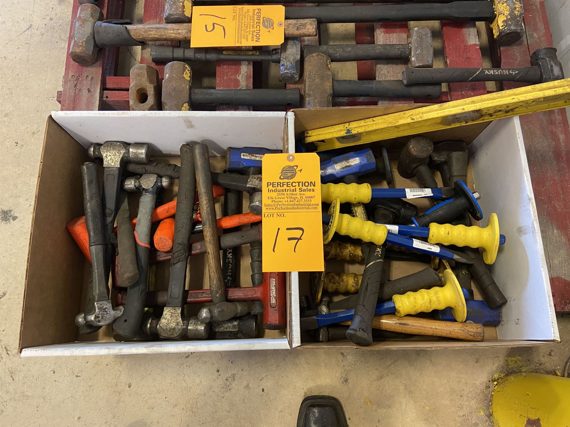 Lot of (2) Boxes of Hammers and Chisels