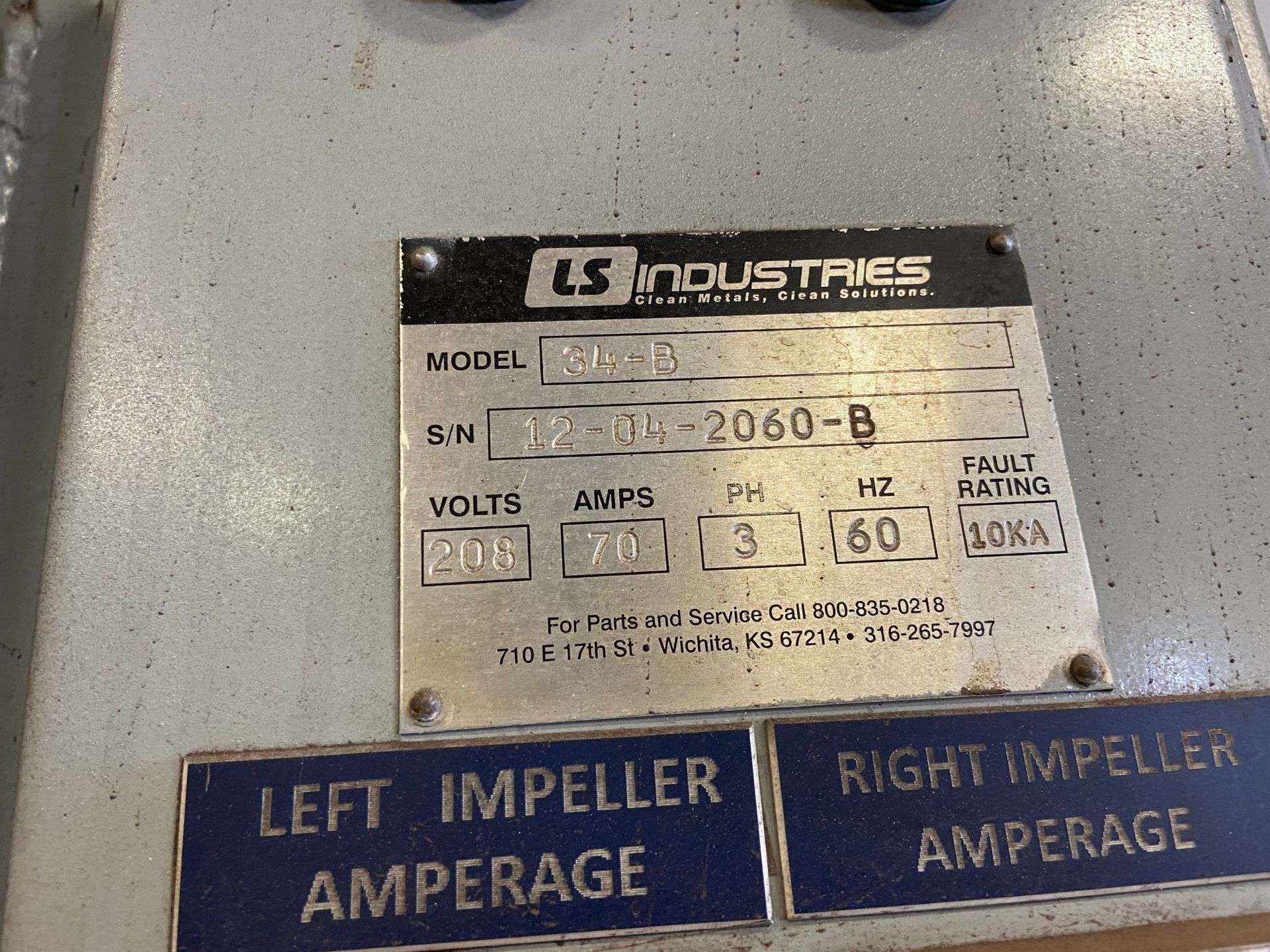 LS Industries Model 34-B 47" x 38" Dia Tumble Blaster, equipped with (2) Slingers, Cycle Timer, s/ - Image 4 of 7