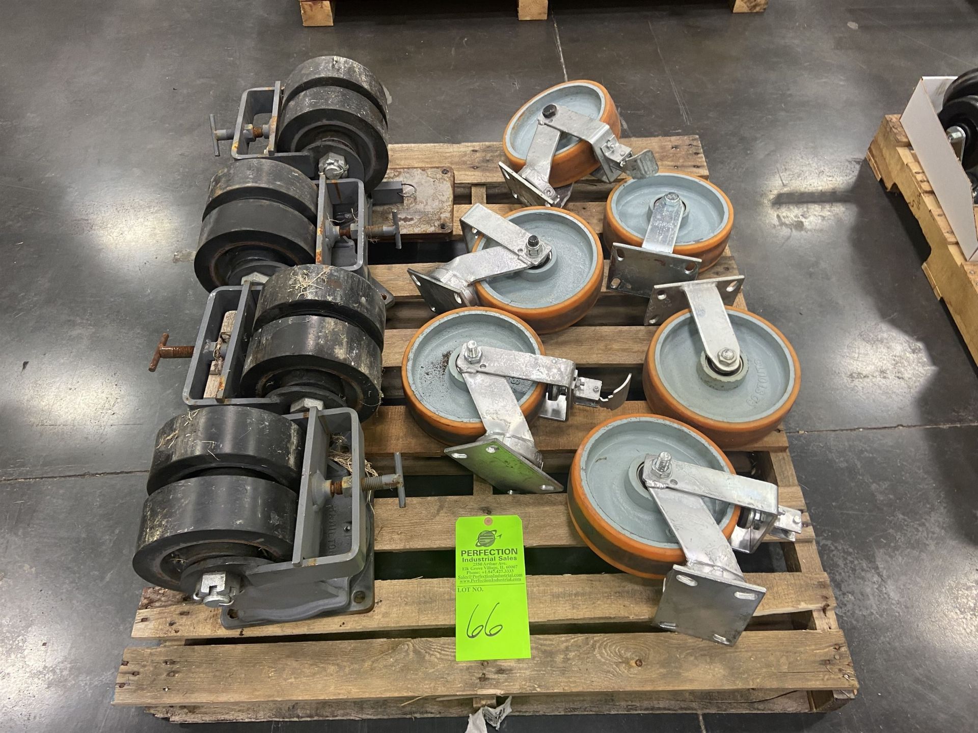 Lot of (4) Double 8" HAMILTON Casters with Mounting Plates and (5) 10" CC Stout Casters