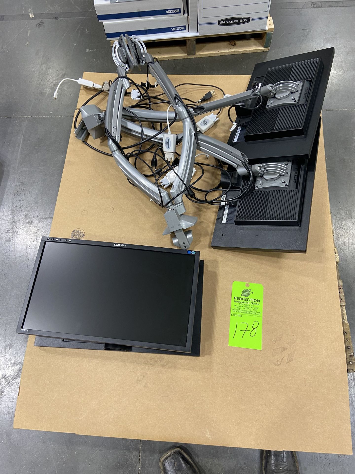 Lot of (4) Monitors and (2) Two-Position Chief Monitor Stands